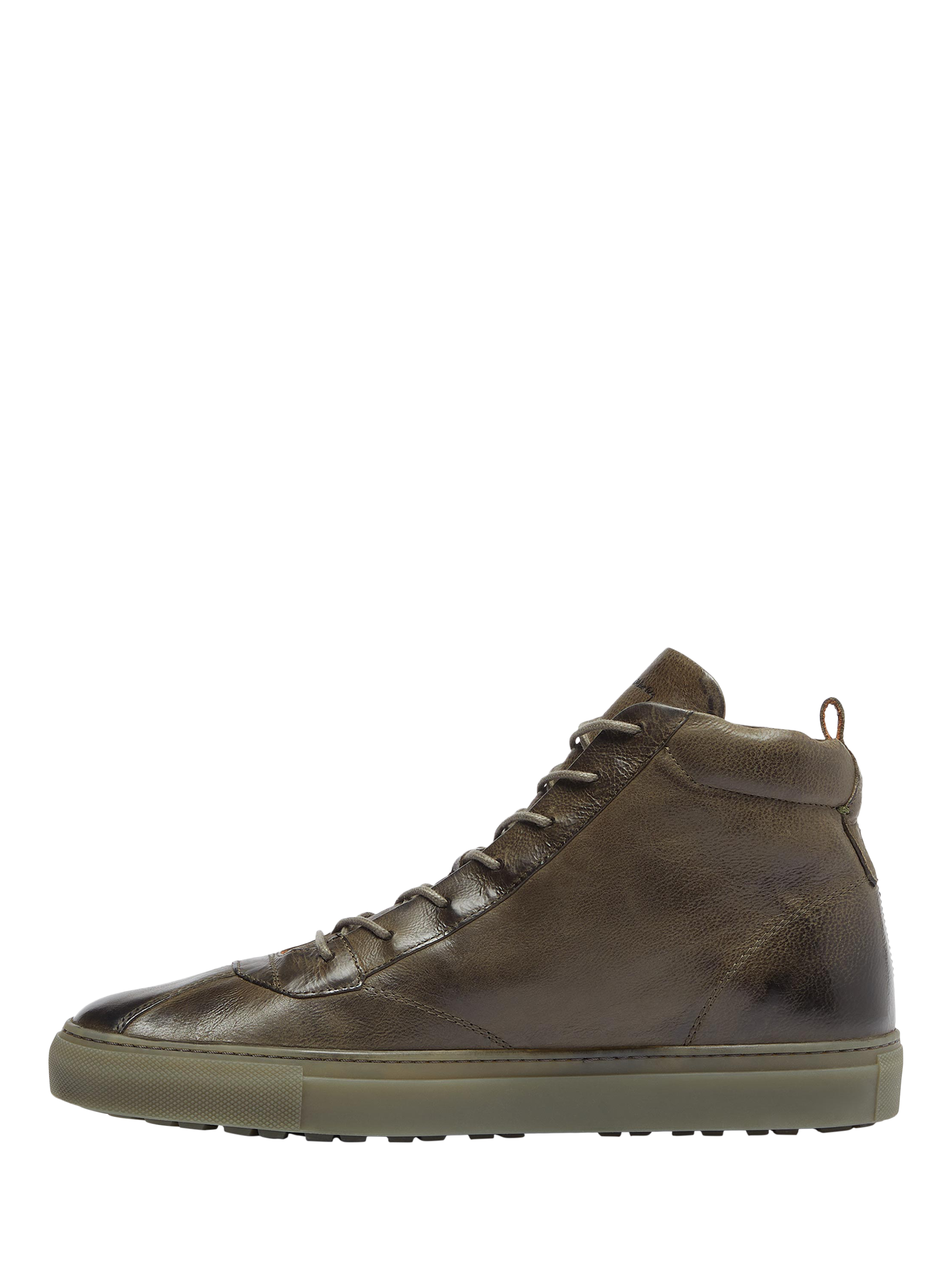Product image 3 of 5, which shows Oliver Sweeney Defeza Hand Finished Leather Retro Trainers, Khaki, 6