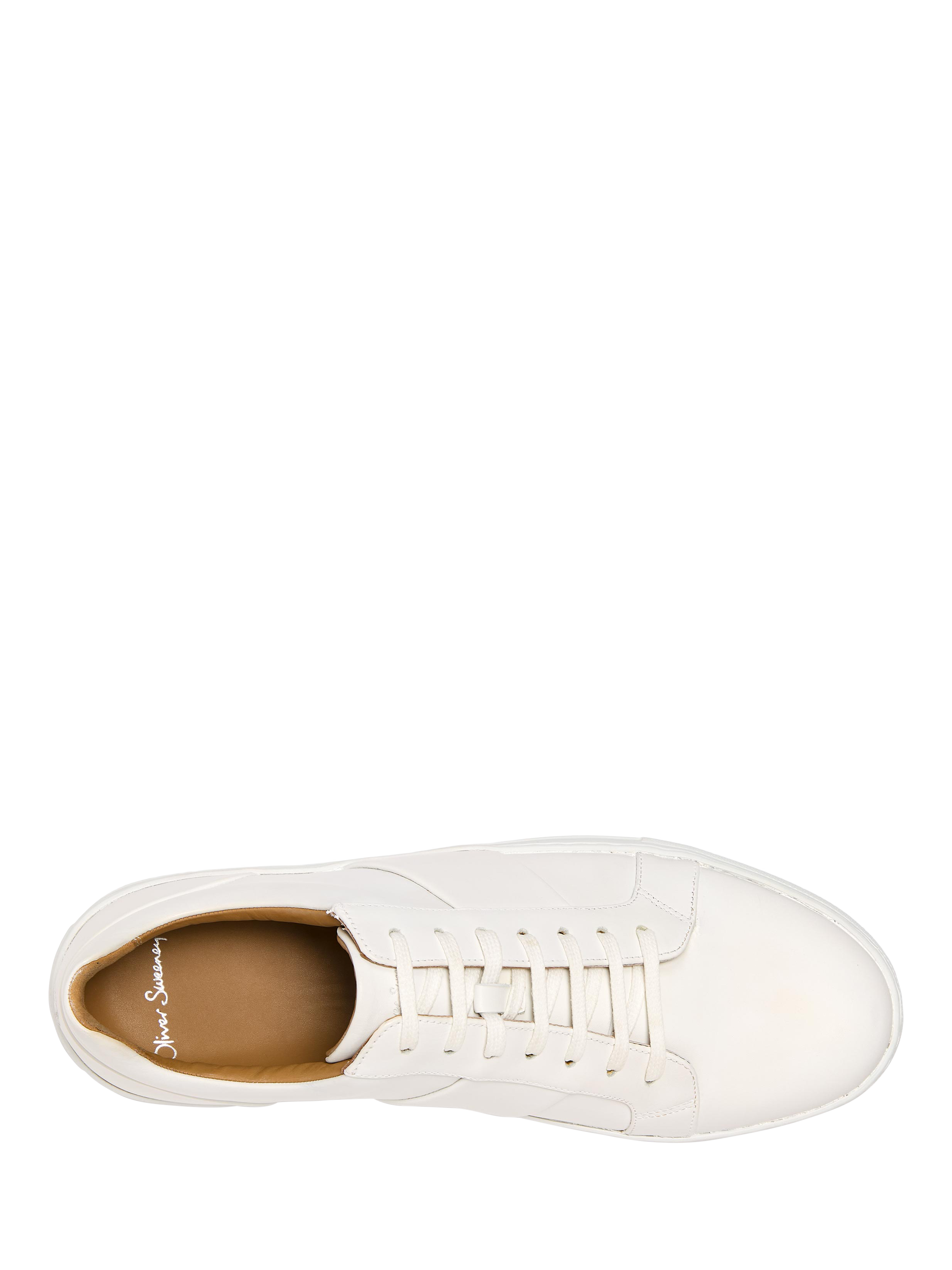 Product image 3 of 5, which shows Oliver Sweeney Kendal Leather Trainers, White, 6