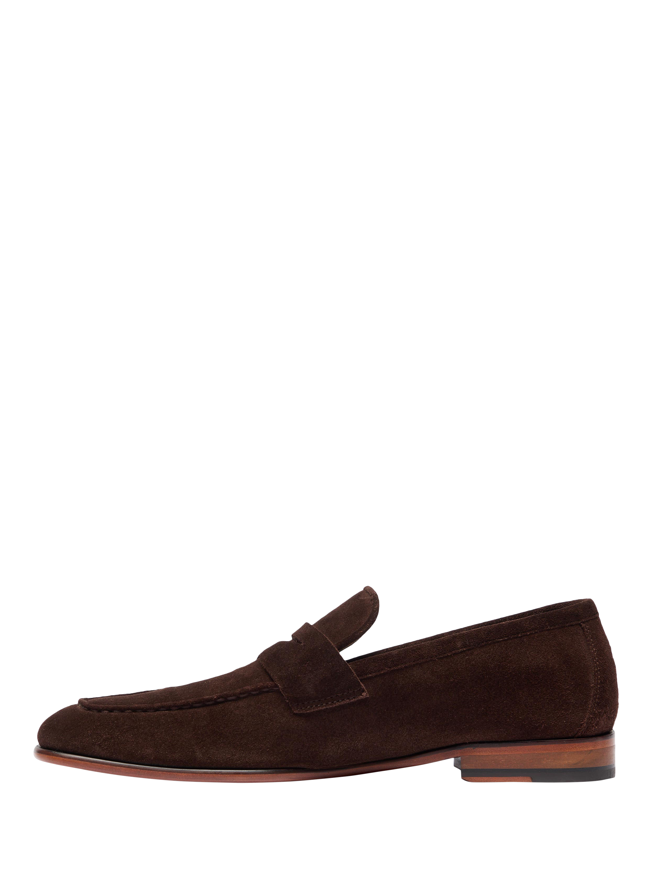 Product image 3 of 5, which shows Oliver Sweeney Keyworth Suede Penny Loafers, Chocolate, 7