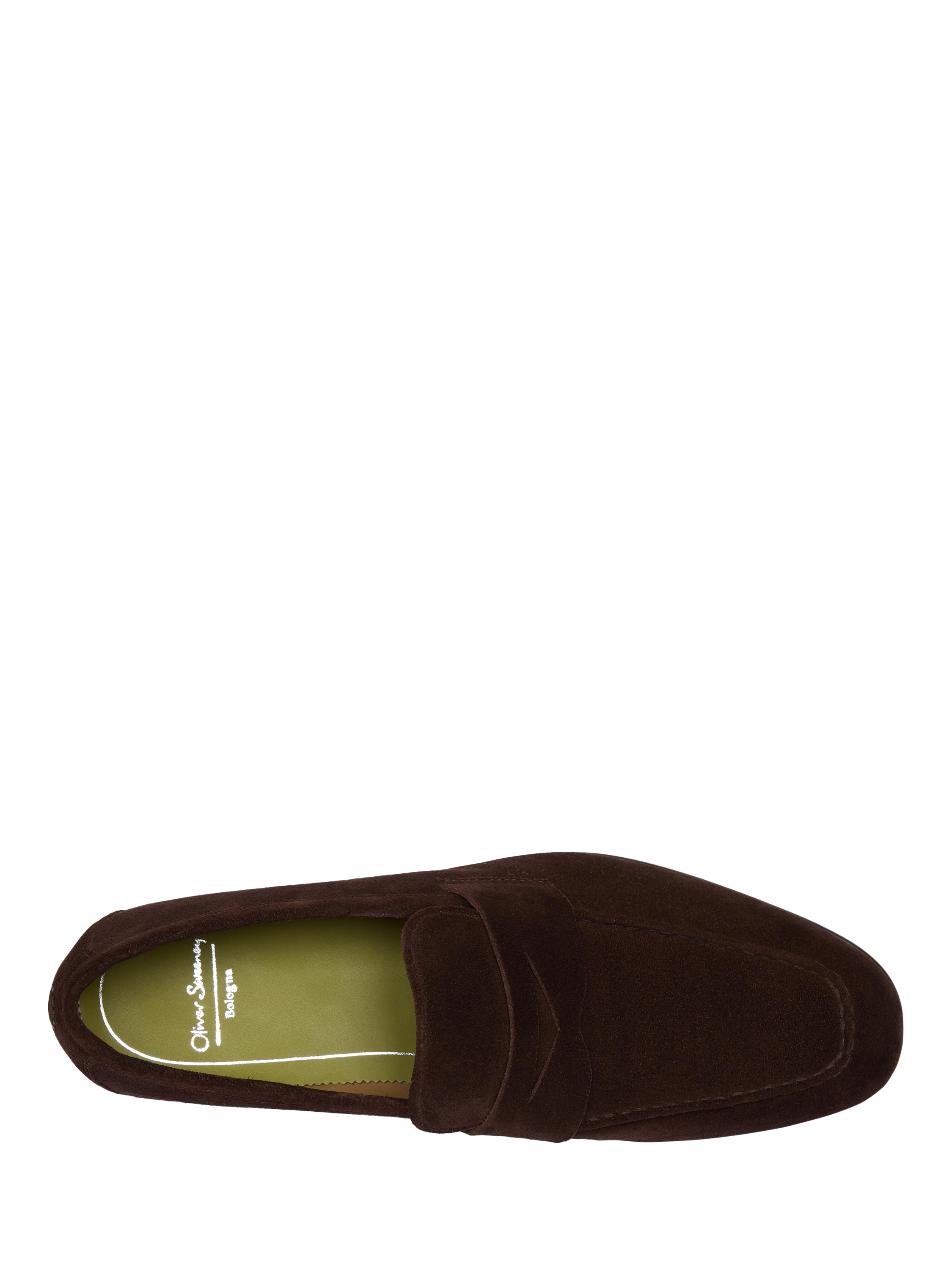 Product image 5 of 5, which shows Oliver Sweeney Keyworth Suede Penny Loafers, Chocolate, 7