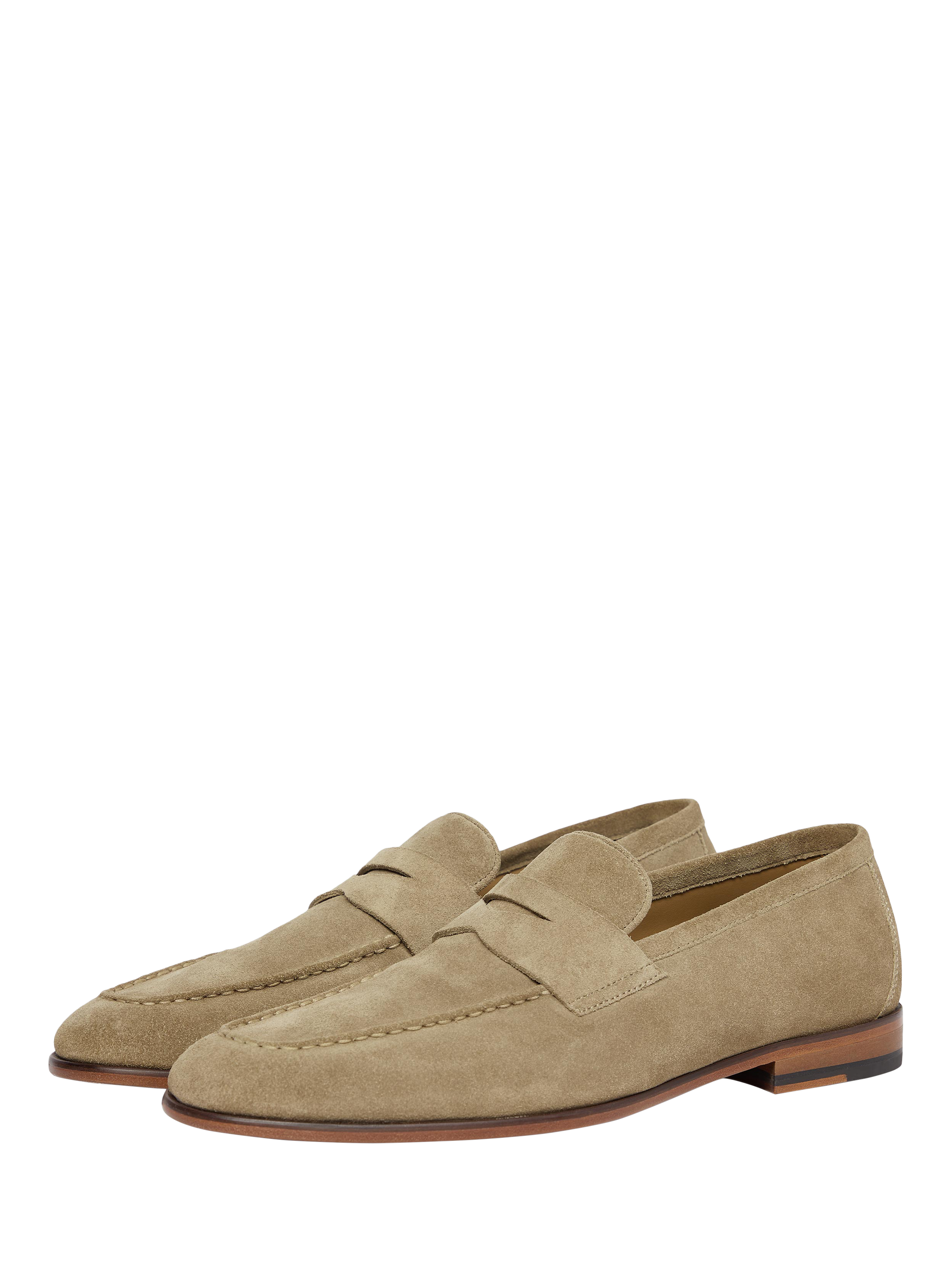 Product image 2 of 5, which shows Oliver Sweeney Keyworth Suede Penny Loafers, Stone, 7