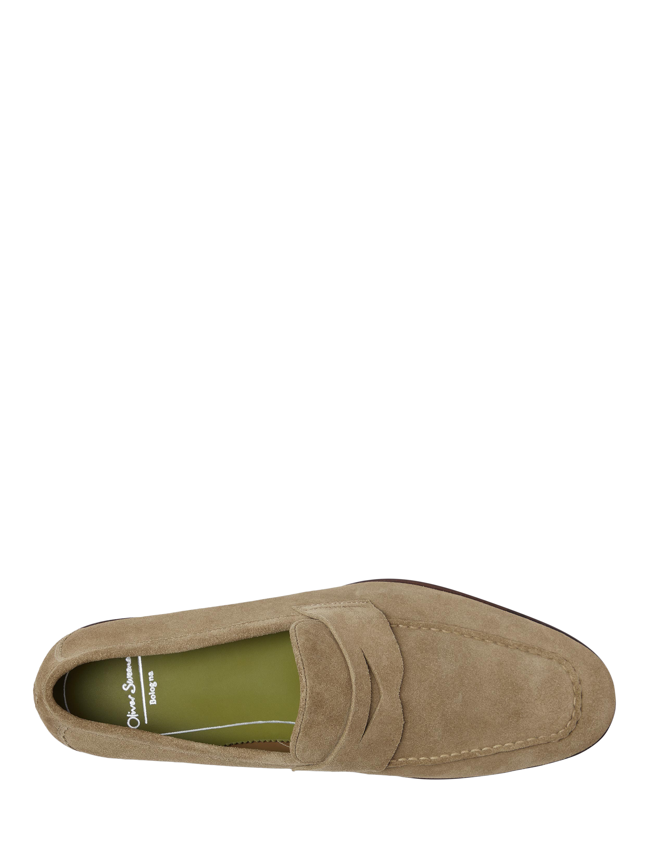 Product image 5 of 5, which shows Oliver Sweeney Keyworth Suede Penny Loafers, Stone, 7