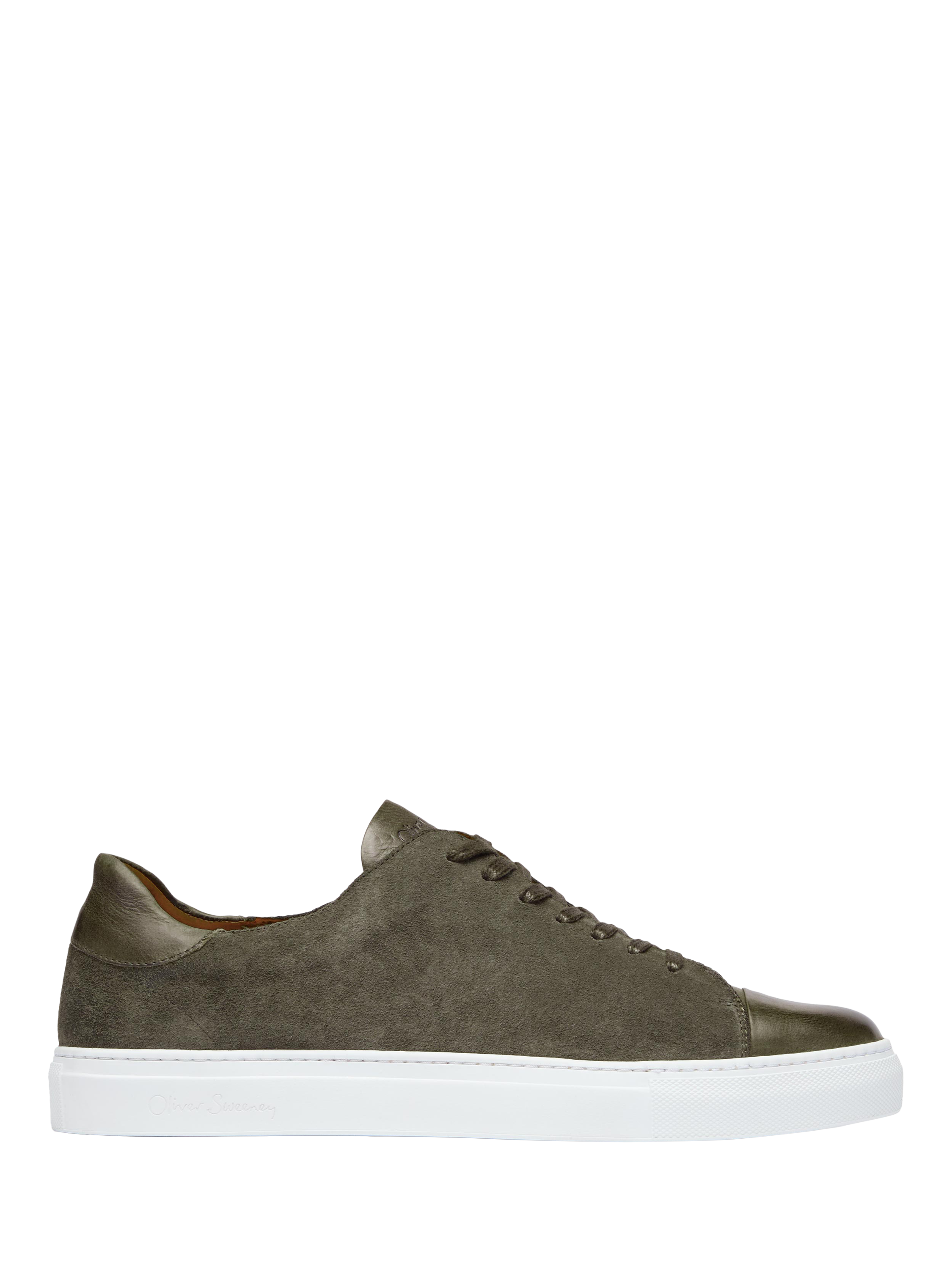 Product image 1 of 5, which shows Oliver Sweeney Ossos Leather and Suede Cupsole Trainers, Khaki, 6