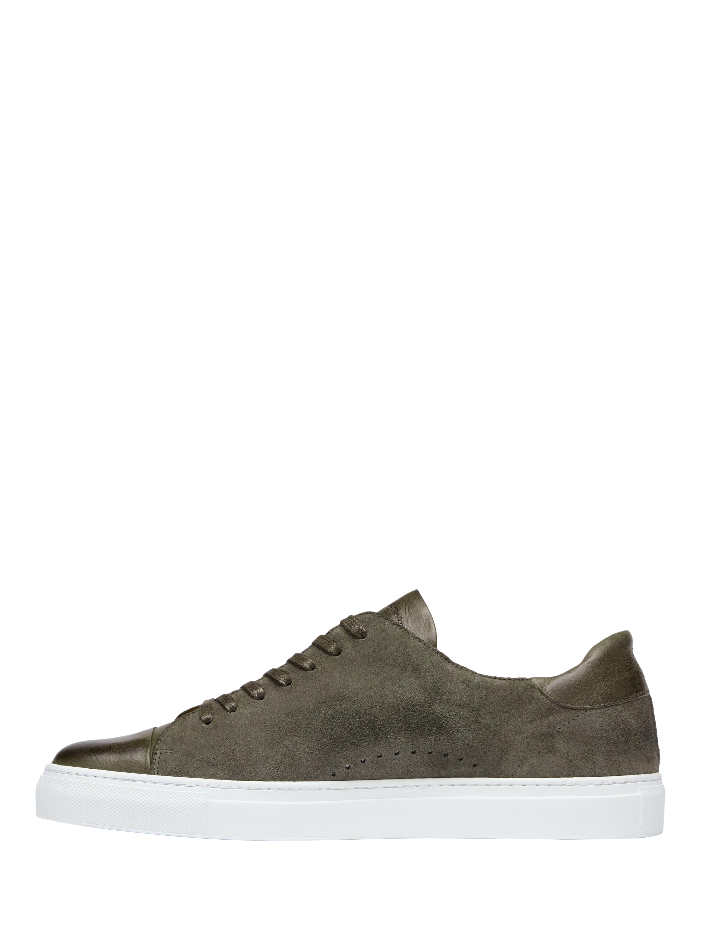 Product image 3 of 5, which shows Oliver Sweeney Ossos Leather and Suede Cupsole Trainers, Khaki, 6