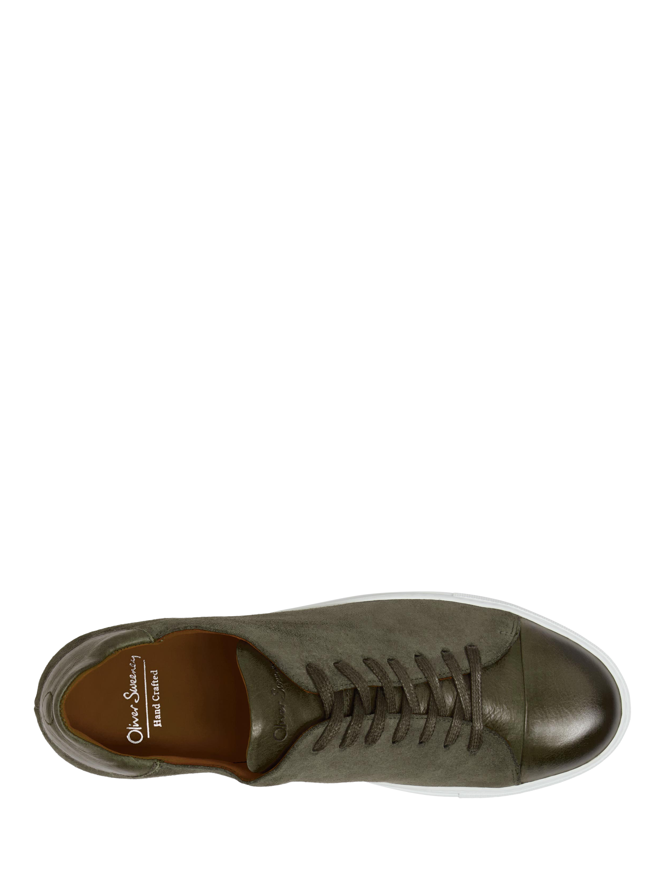 Product image 5 of 5, which shows Oliver Sweeney Ossos Leather and Suede Cupsole Trainers, Khaki, 6