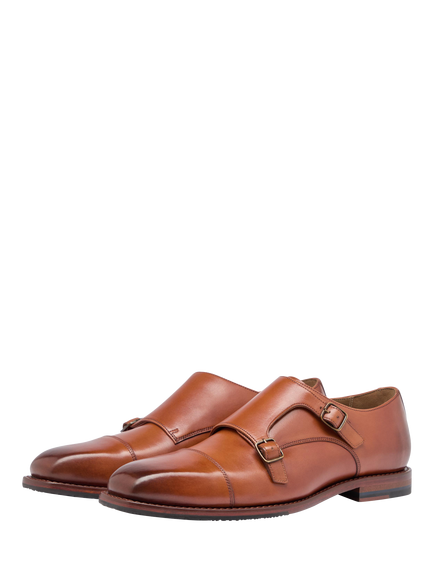 Oliver Sweeney Coombe Leather Double Monk Shoes - view 2, Tan
