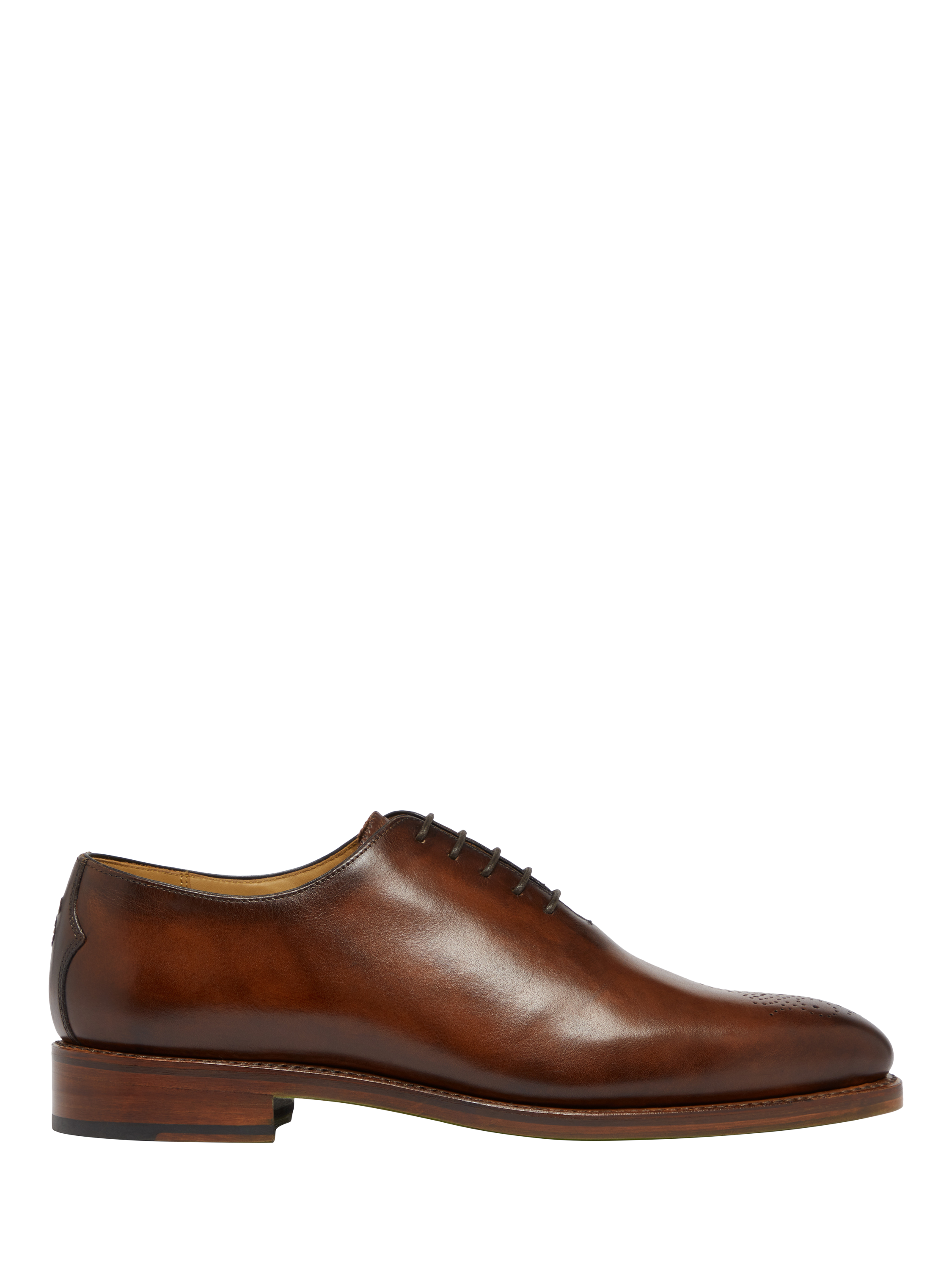 Product image 1 of 5, which shows Oliver Sweeney Yarford Hand Finished Leather Wholecut Shoes, Cognac, 6