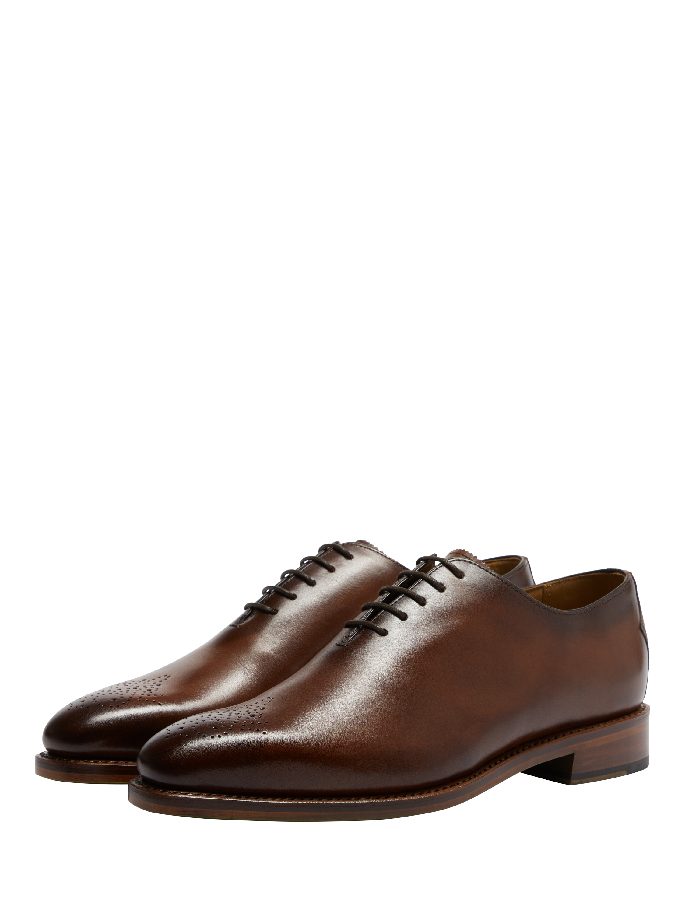 Product image 2 of 5, which shows Oliver Sweeney Yarford Hand Finished Leather Wholecut Shoes, Cognac, 6