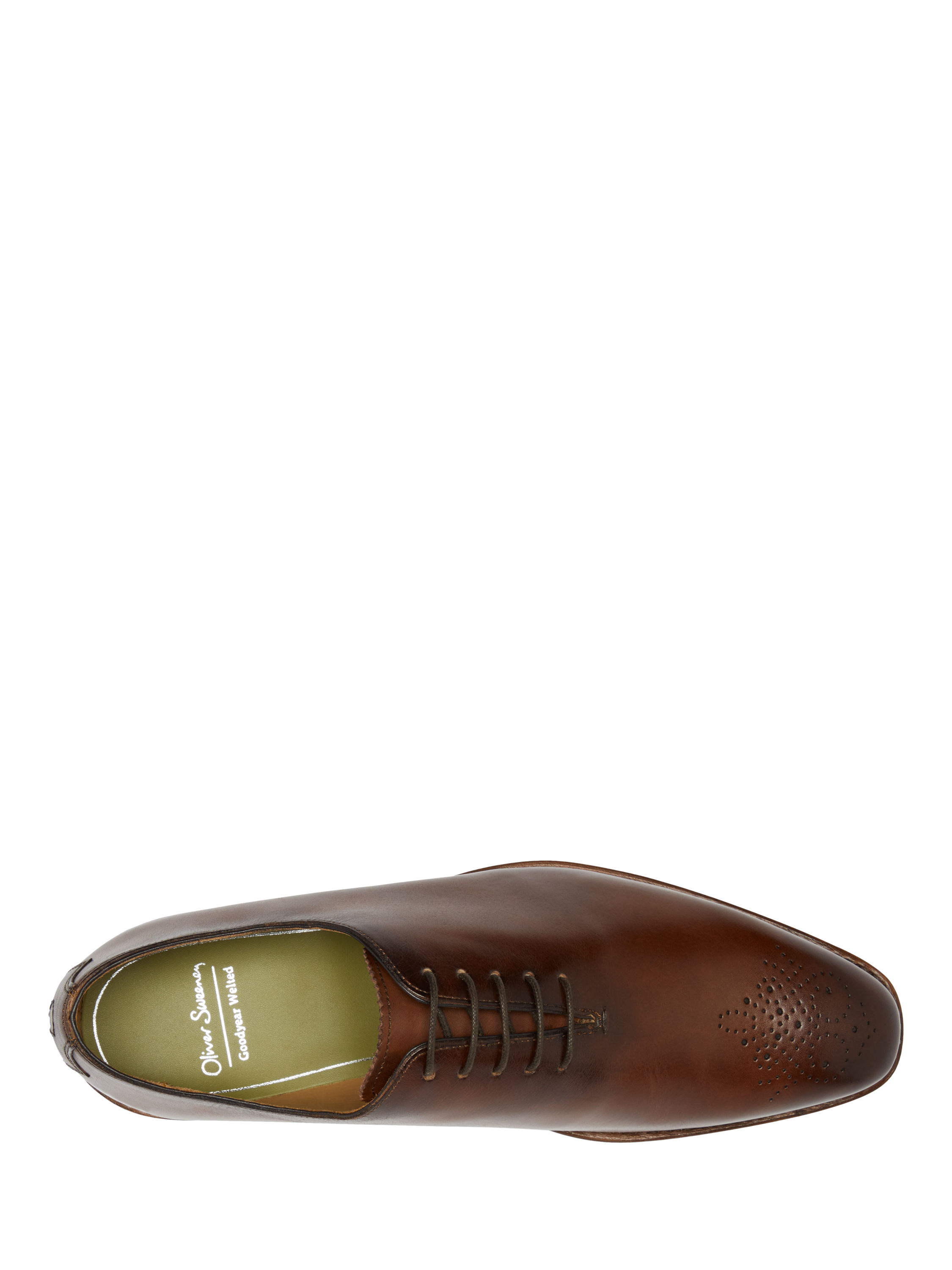 Product image 5 of 5, which shows Oliver Sweeney Yarford Hand Finished Leather Wholecut Shoes, Cognac, 6