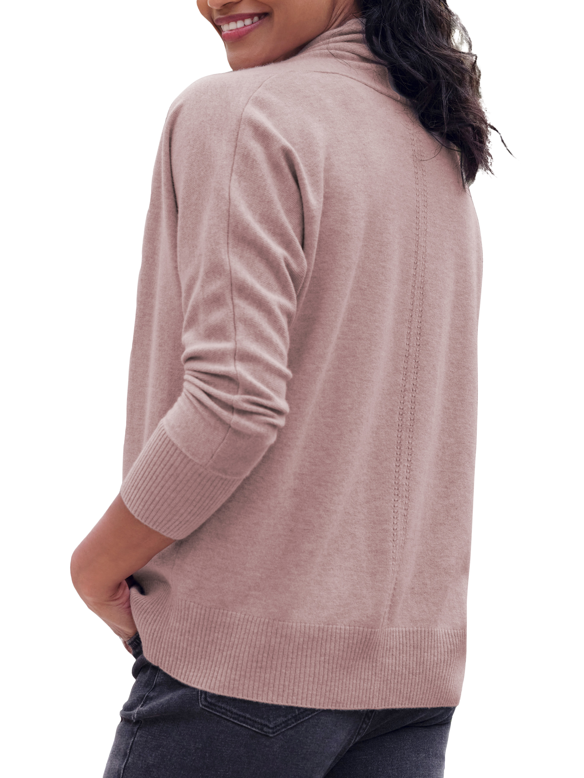 Product image 3 of 3, which shows Pure Collection Open Neck Wool Rich Cardigan, Taupe, 8