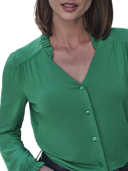 Pure Collection Frill Neck Shirt - view 2, Green