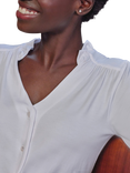 Pure Collection Frill Neck Shirt, White
