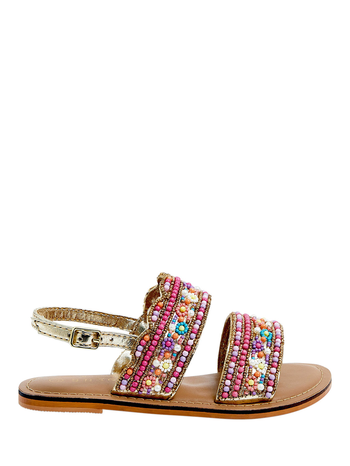 Product image 1 of 11, which shows Angels by Accessorize Kids' Flower Beaded Strap Sandals, Multi, 7 Jnr