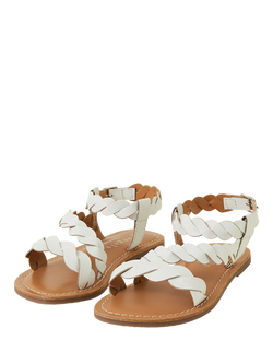 Angels by Accessorize Kids' Leather Plait Sandals, White - view 2, White