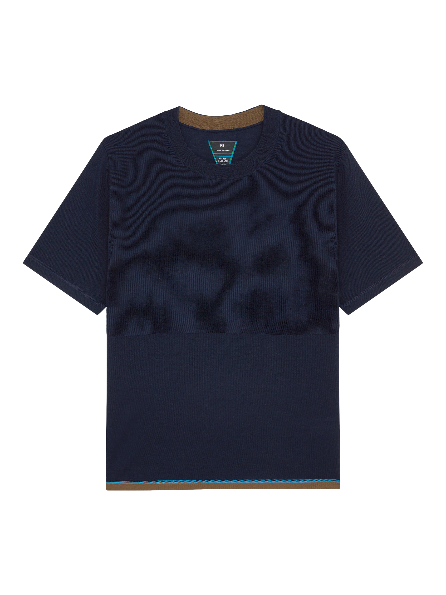 Product image 1 of 2, which shows PS Paul Smith Merino Wool Regular Fit Knit T-Shirt, Blue, S