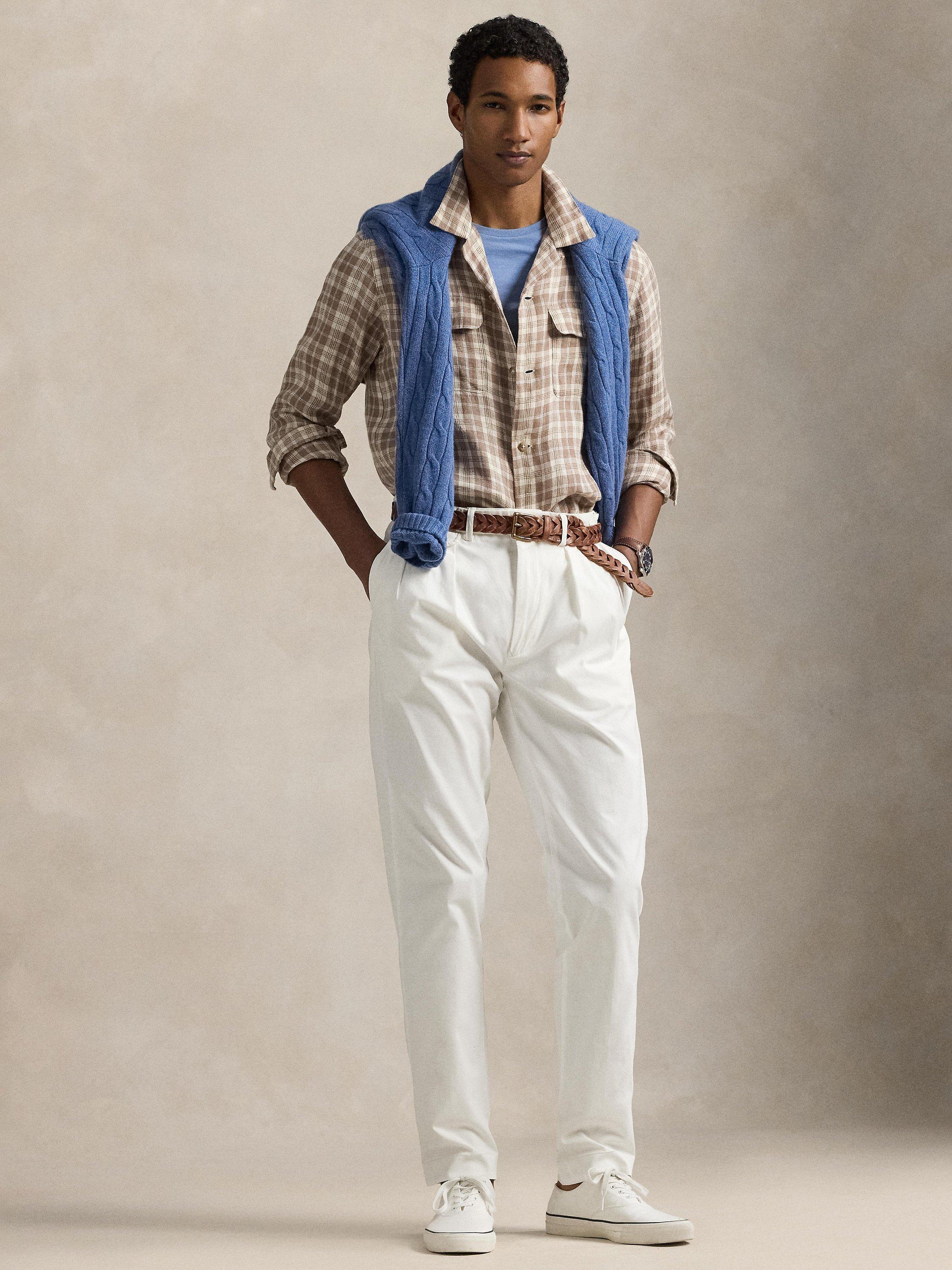 Product image 3 of 4, which shows Ralph Lauren Plaid Linen Shirt, Khaki Blue Multi, S