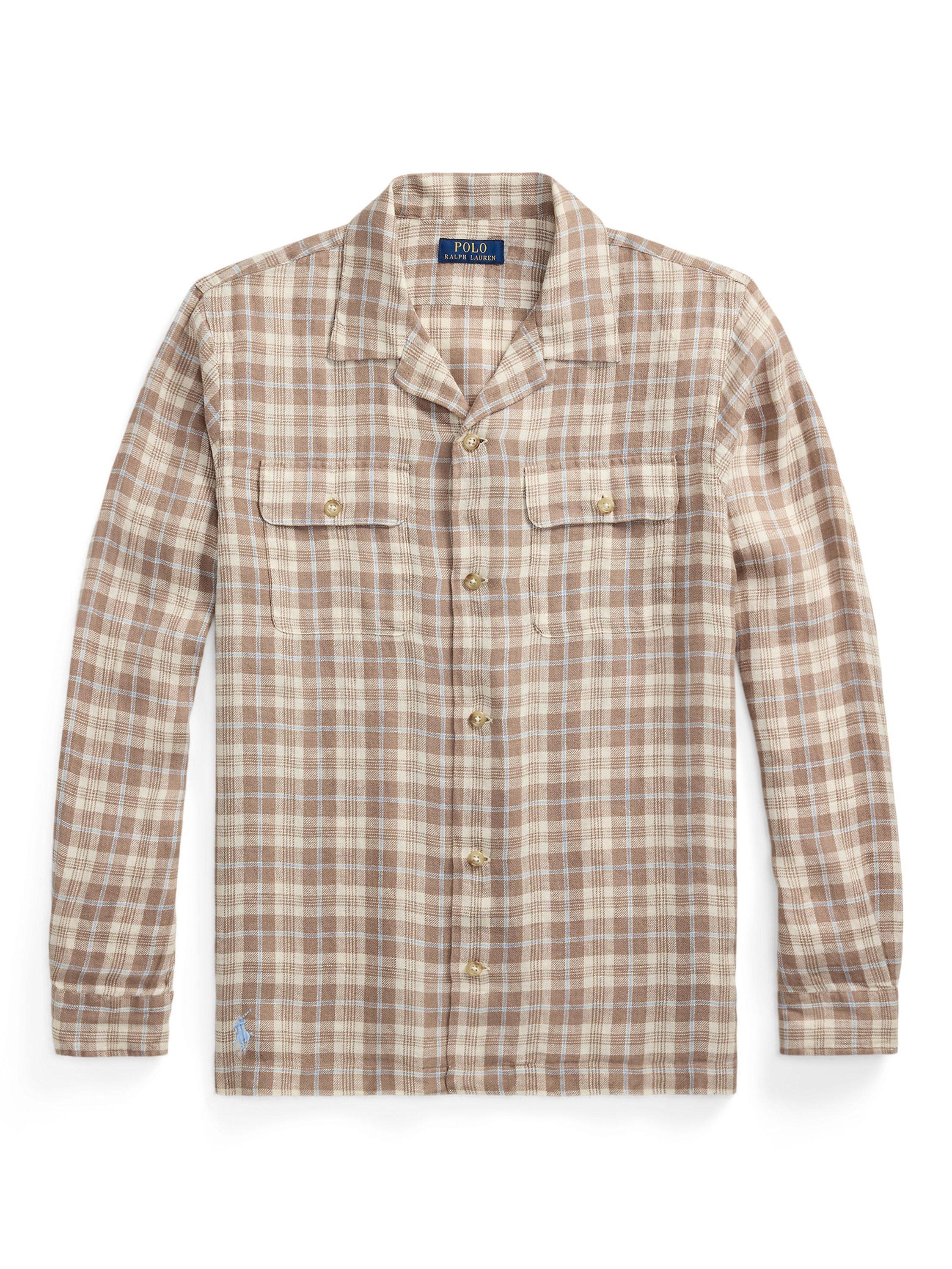 Product image 4 of 4, which shows Ralph Lauren Plaid Linen Shirt, Khaki Blue Multi, S