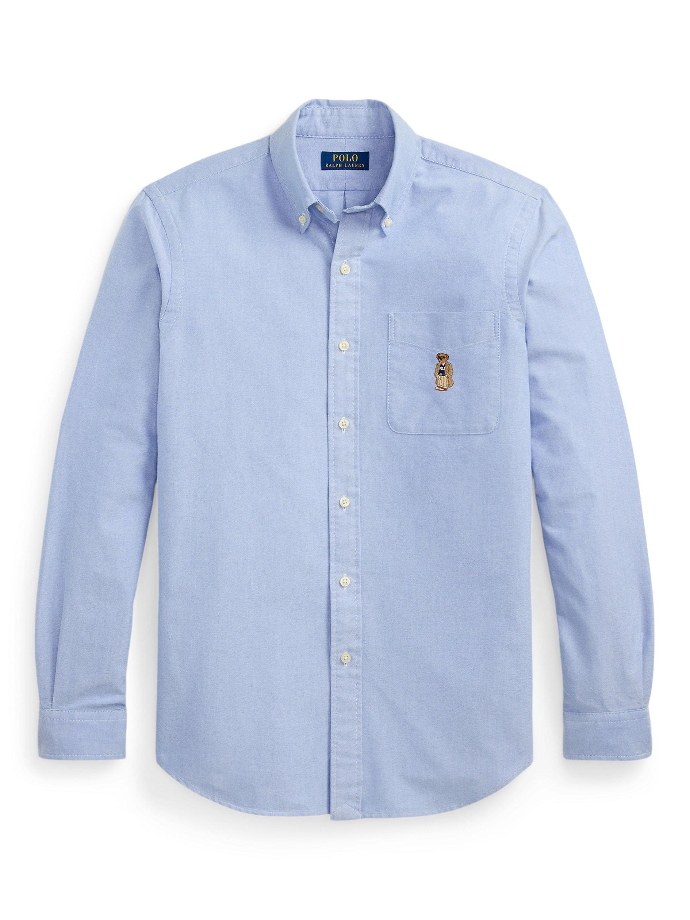 Product image 5 of 5, which shows Polo Ralph Lauren Cotton Regular Fit Polo Bear Shirt, Bsr Blue - Bear, S