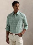 Polo Ralph Lauren Cotton Blend Custom Fit Check Print Shirt, Lovat Blue Multi