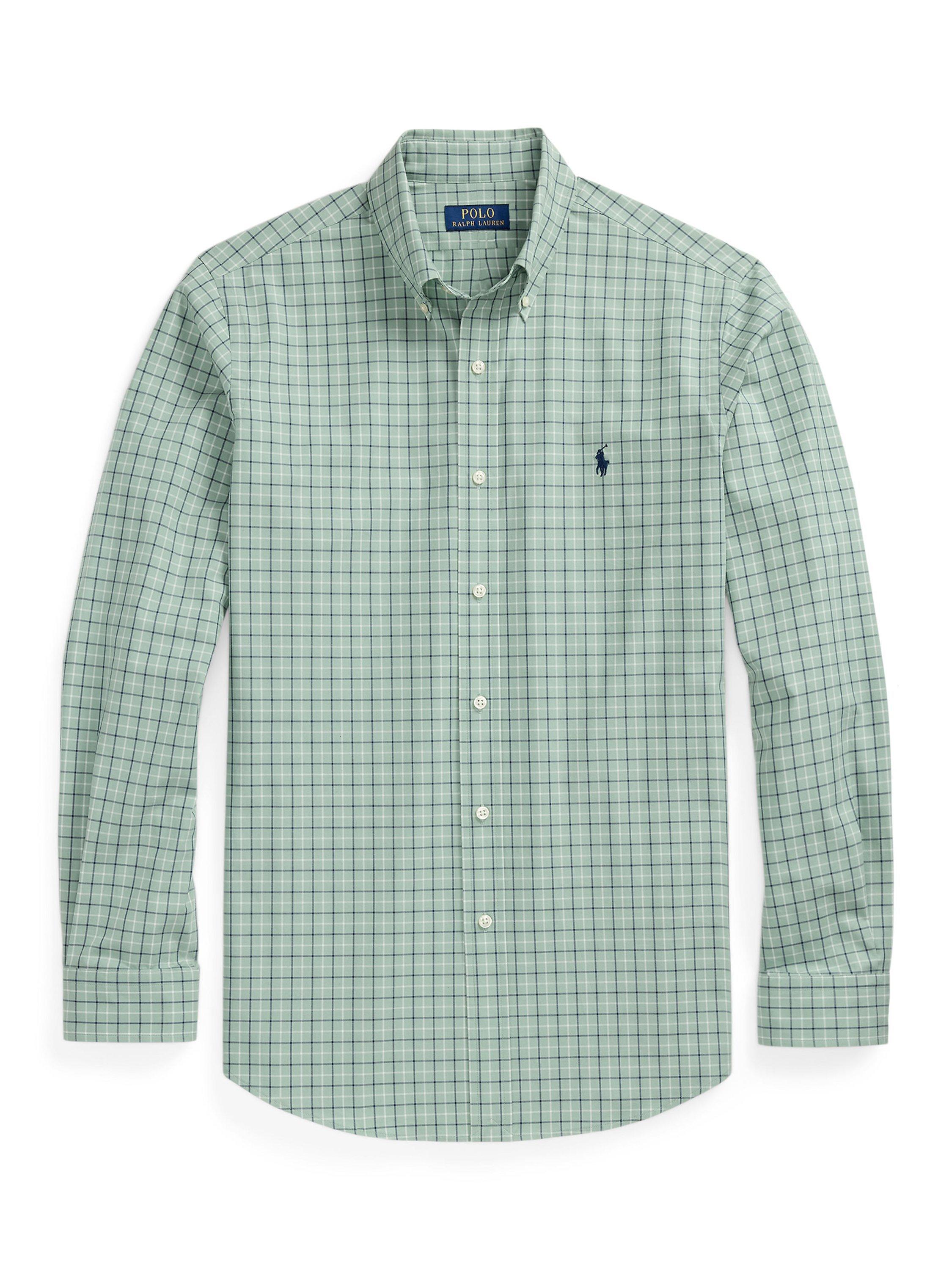 Product image 5 of 5, which shows Polo Ralph Lauren Cotton Blend Custom Fit Check Print Shirt, Lovat Blue Multi, S