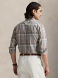 Polo Ralph Lauren Cotton Custom Slim Fit Tartan Oxford Shirt, Khaki Green Multi