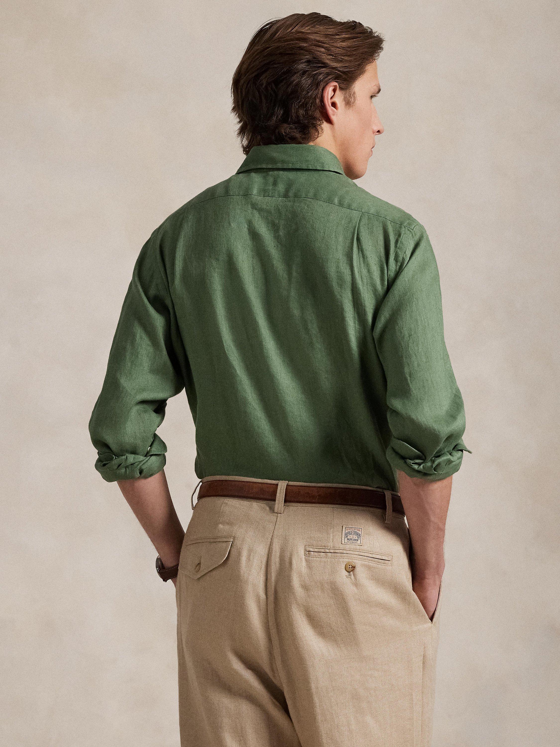 Product image 2 of 6, which shows Polo Ralph Lauren Custom Slim Fit Linen Shirt, Fatigue, S