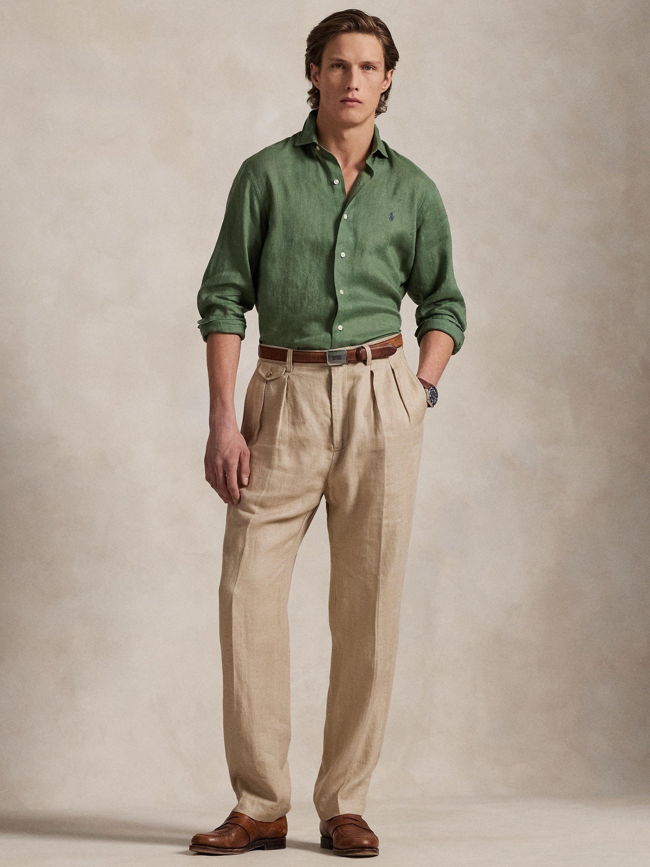 Product image 5 of 6, which shows Polo Ralph Lauren Custom Slim Fit Linen Shirt, Fatigue, S