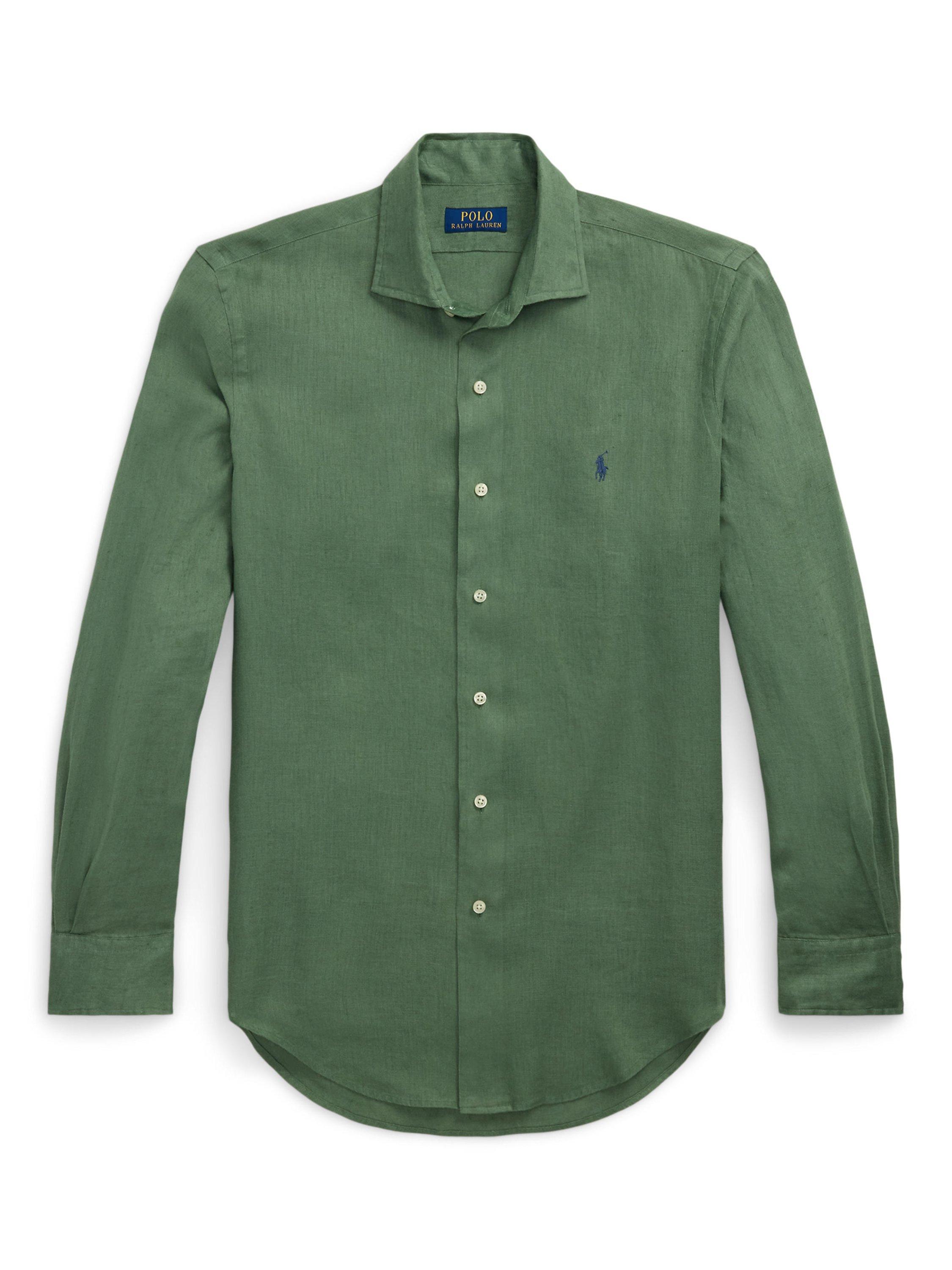 Product image 6 of 6, which shows Polo Ralph Lauren Custom Slim Fit Linen Shirt, Fatigue, S