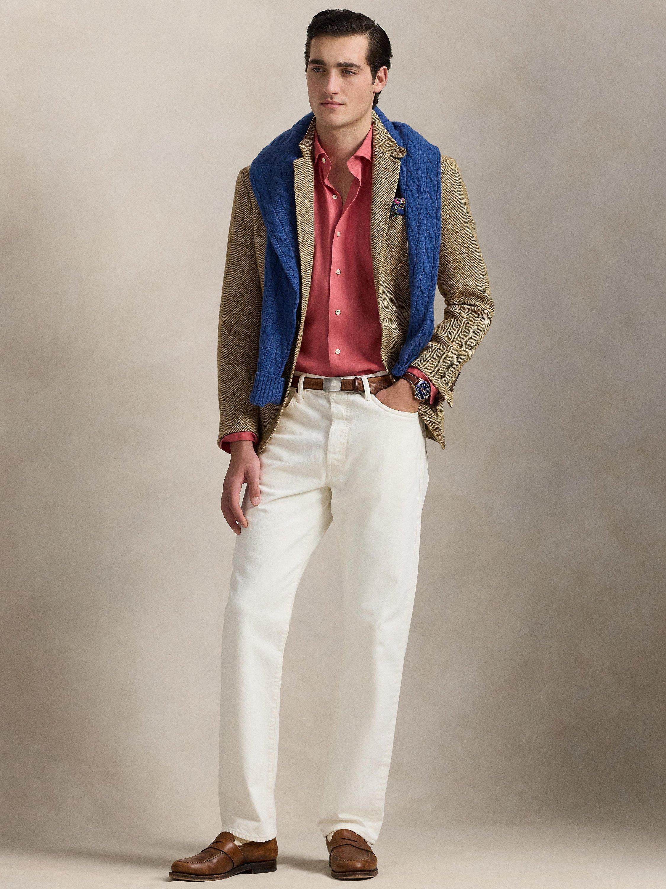 Product image 4 of 5, which shows Polo Ralph Lauren Linen Custom Slim Fit Logo Shirt, Adirondack Berry, S