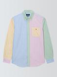 Polo Ralph Lauren Cotton Regular Fit Patchwork Stripe Oxford Shirt, Multi