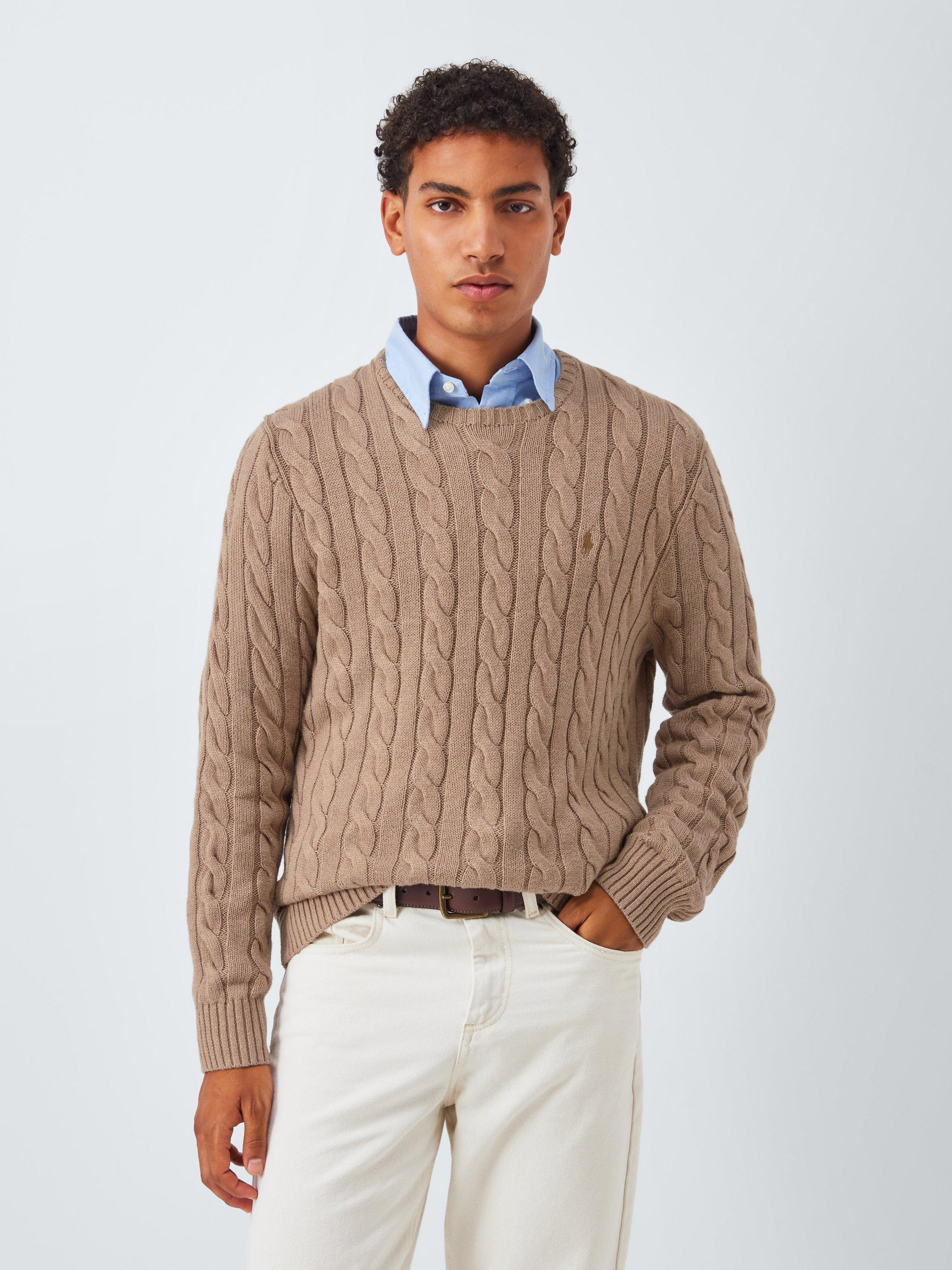 Polo Ralph Lauren Cotton Cable Knit Jumper, Buff Camel Hthr
