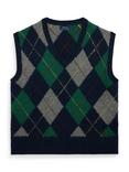 Polo Ralph Lauren Wool Cotton Blend Argyle Knit Vest, Navy Combo