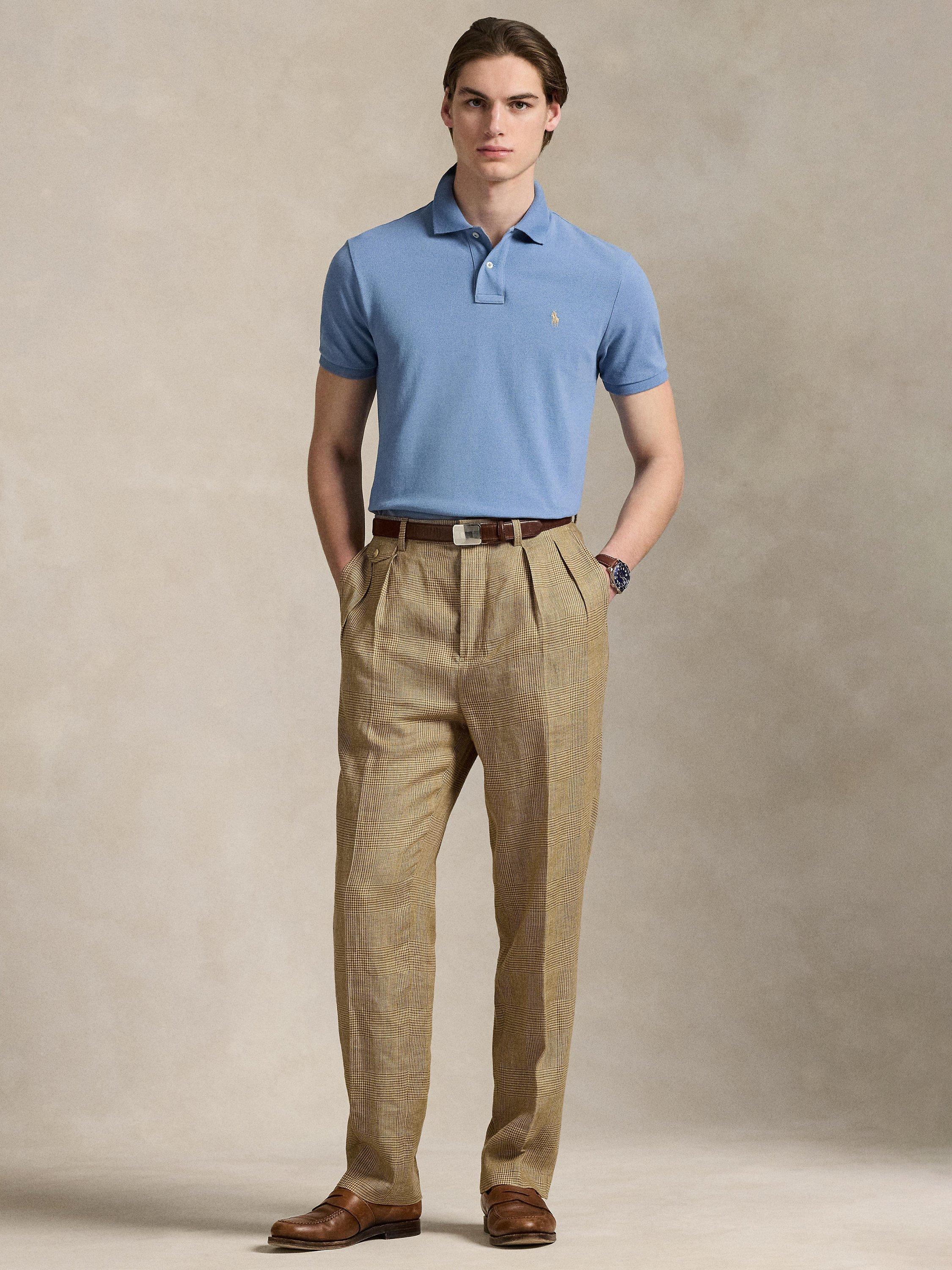 Product image 4 of 5, which shows Polo Ralph Lauren Cotton Custom Slim Fit Short Sleeve Polo Shirt, Channel Blue/C8640, S