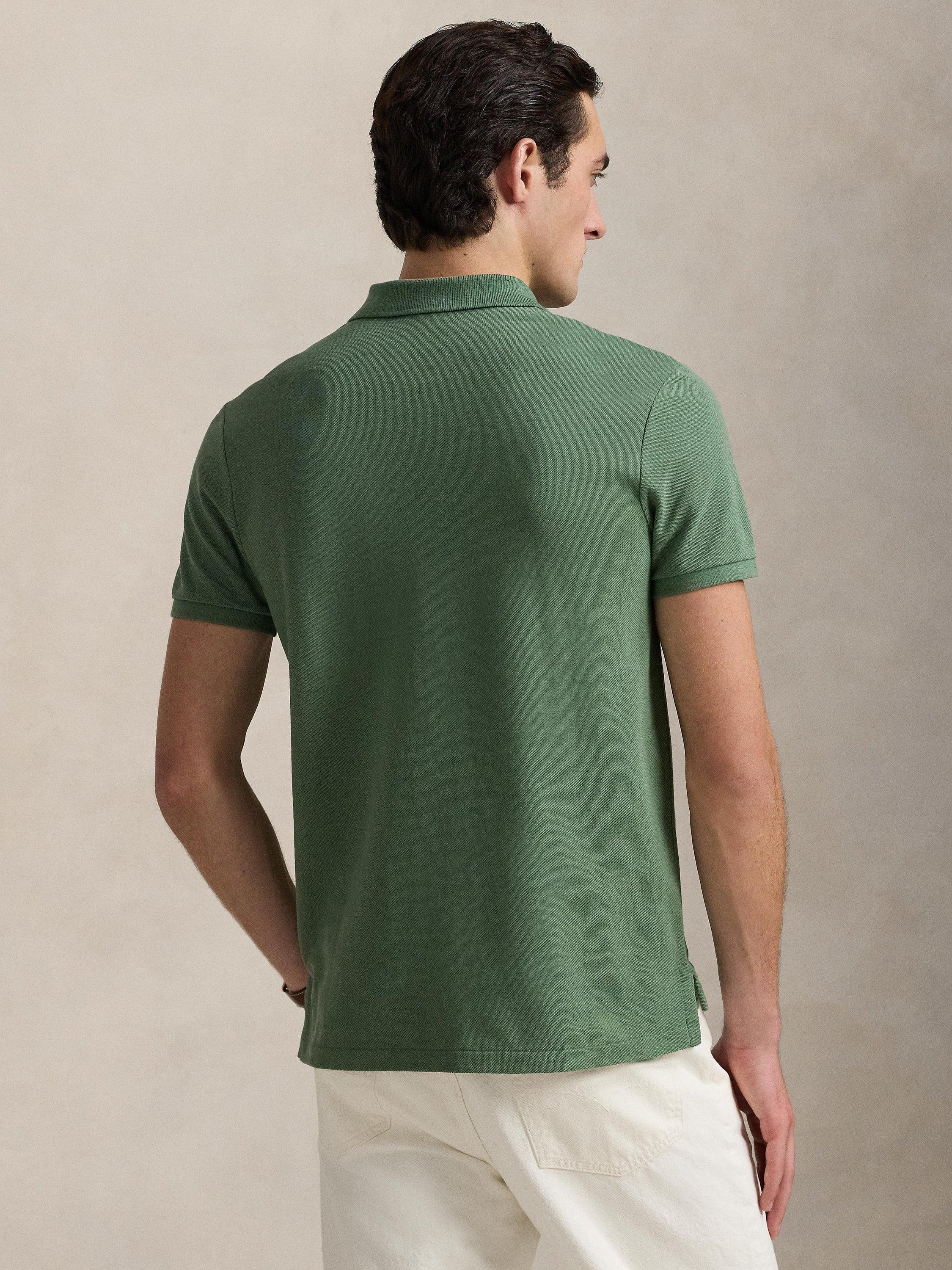 Product image 2 of 5, which shows Polo Ralph Lauren Cotton Custom Slim Fit Short Sleeve Polo Shirt, Fatigue/C8640, S