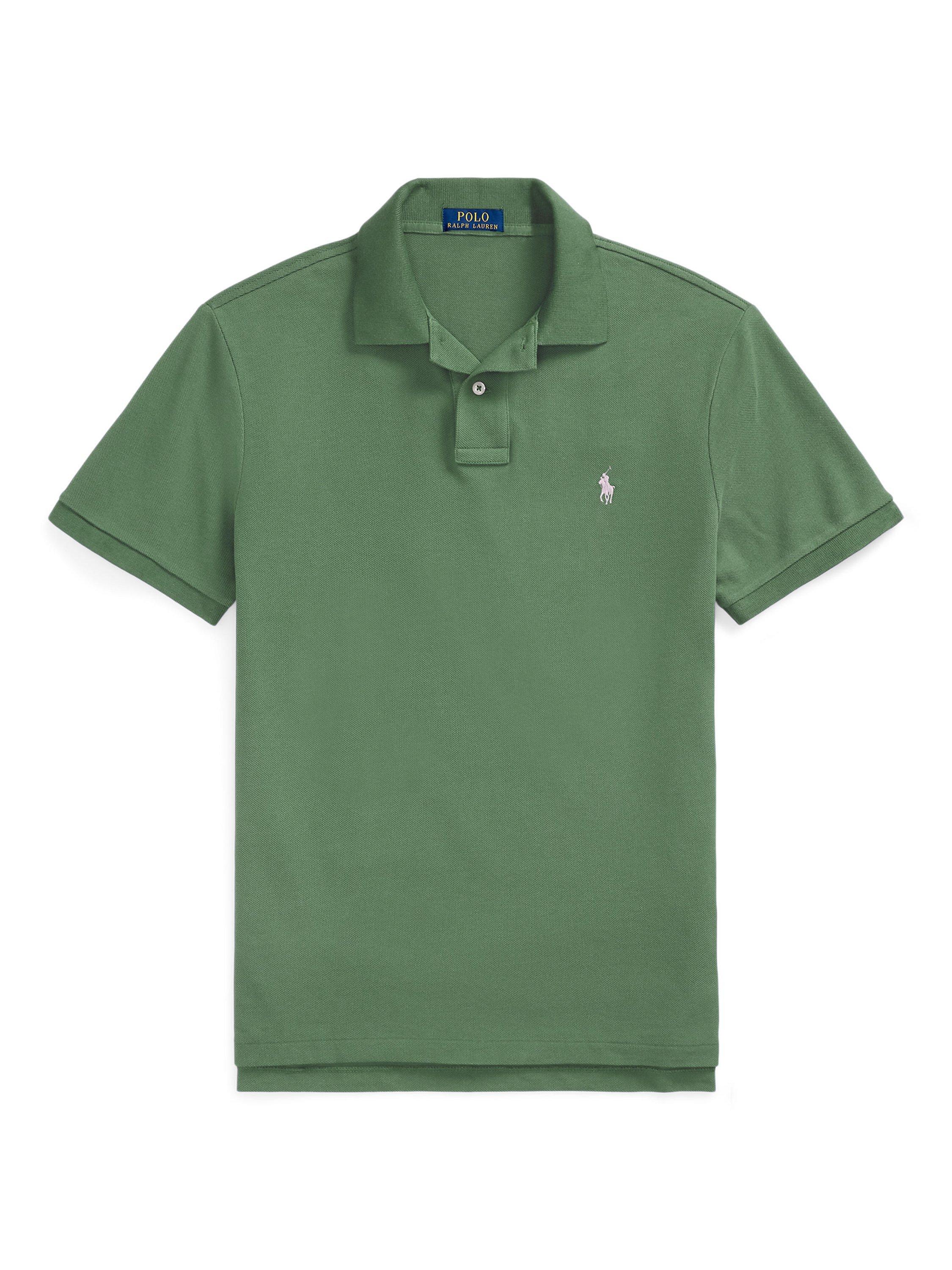 Product image 5 of 5, which shows Polo Ralph Lauren Cotton Custom Slim Fit Short Sleeve Polo Shirt, Fatigue/C8640, S
