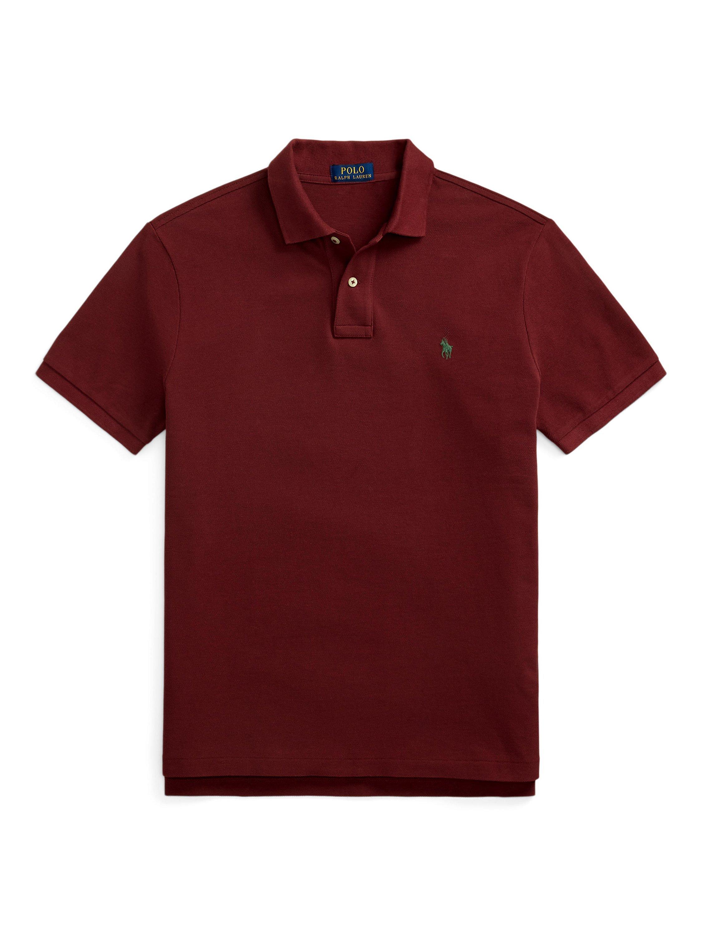 Product image 5 of 5, which shows Polo Ralph Lauren Cotton Custom Slim Fit Short Sleeve Polo Shirt, Red Wine, S