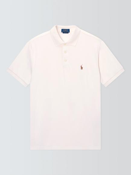 Polo Ralph Lauren Cotton Custom Slim Fit Short Sleeve Polo Shirt, Pale Cream