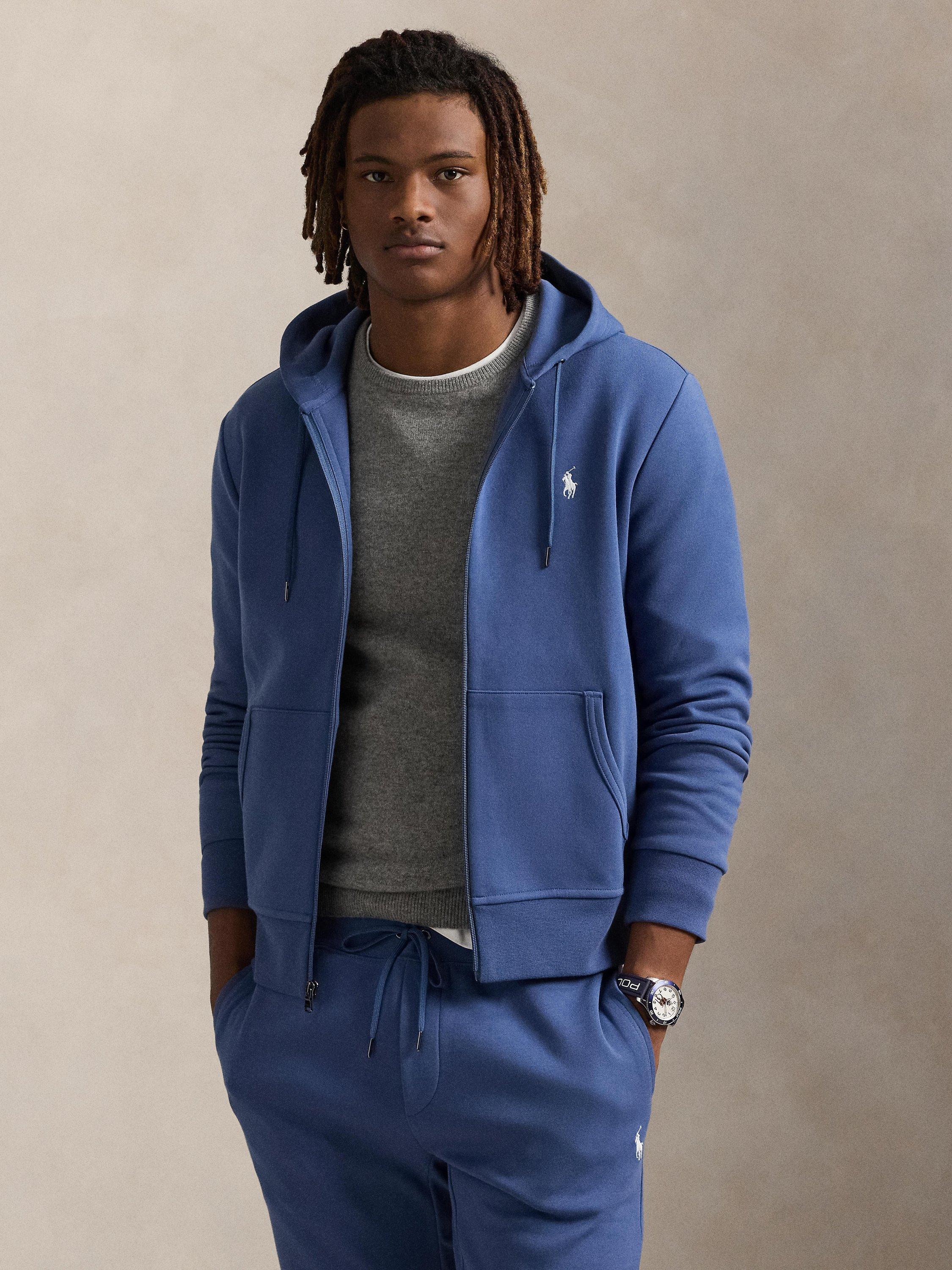 Product image 1 of 5, which shows Polo Ralph Lauren Zip-Through Hoodie, Earth Blue, S