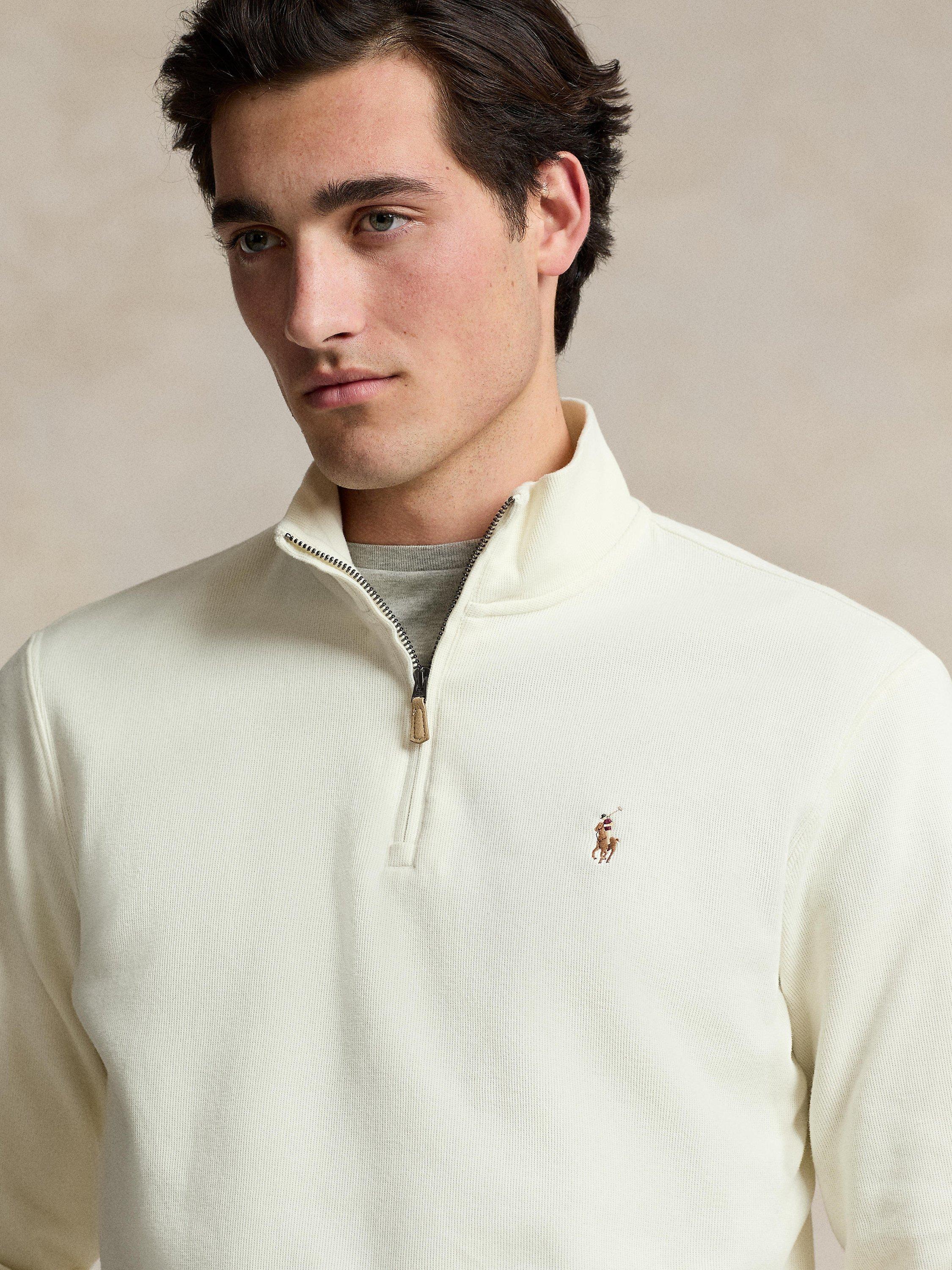 Product image 3 of 5, which shows Polo Ralph Lauren Estate Rib Half-Zip Jersey Top, Parchment Cream, S