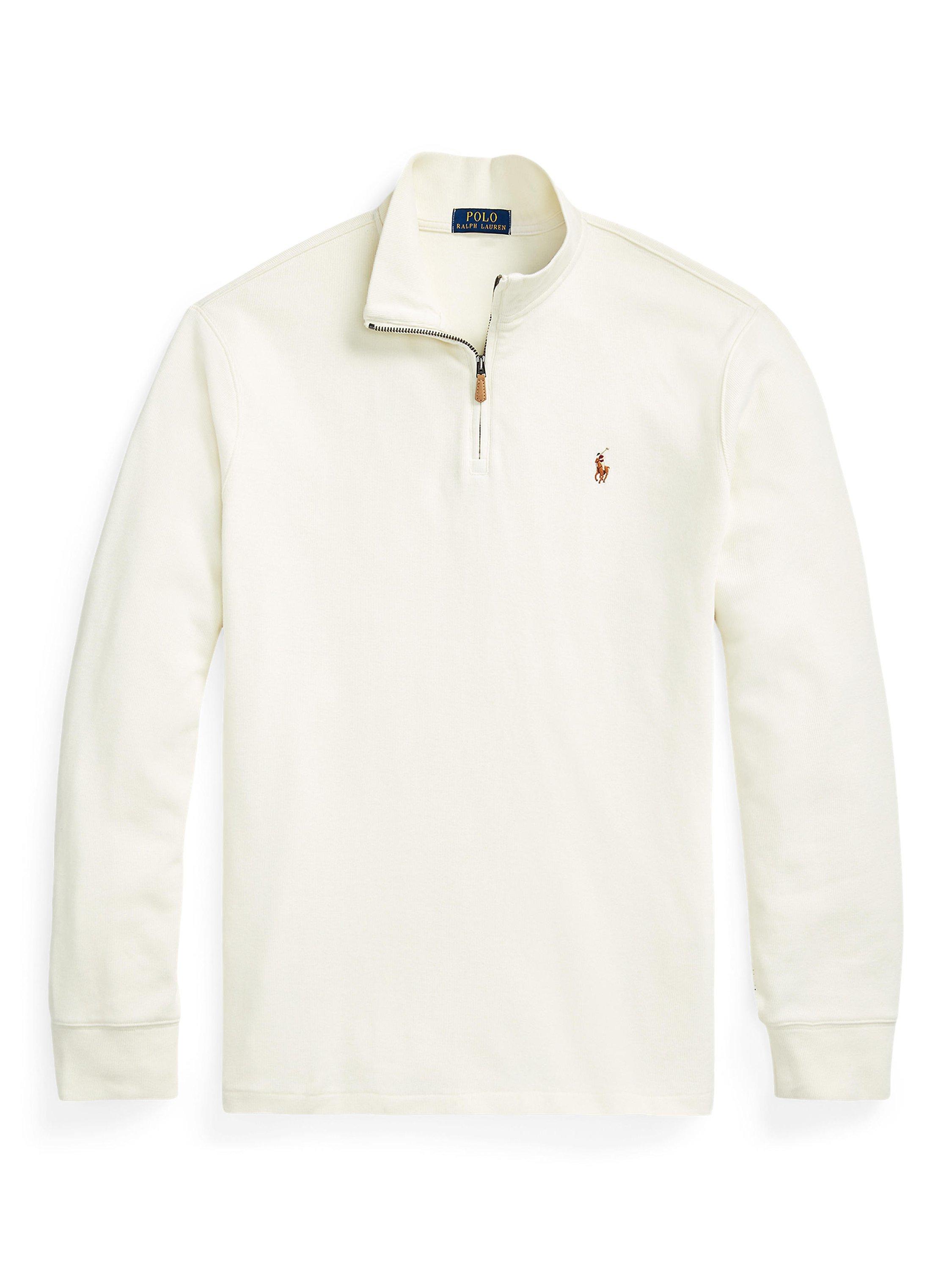 Product image 5 of 5, which shows Polo Ralph Lauren Estate Rib Half-Zip Jersey Top, Parchment Cream, S