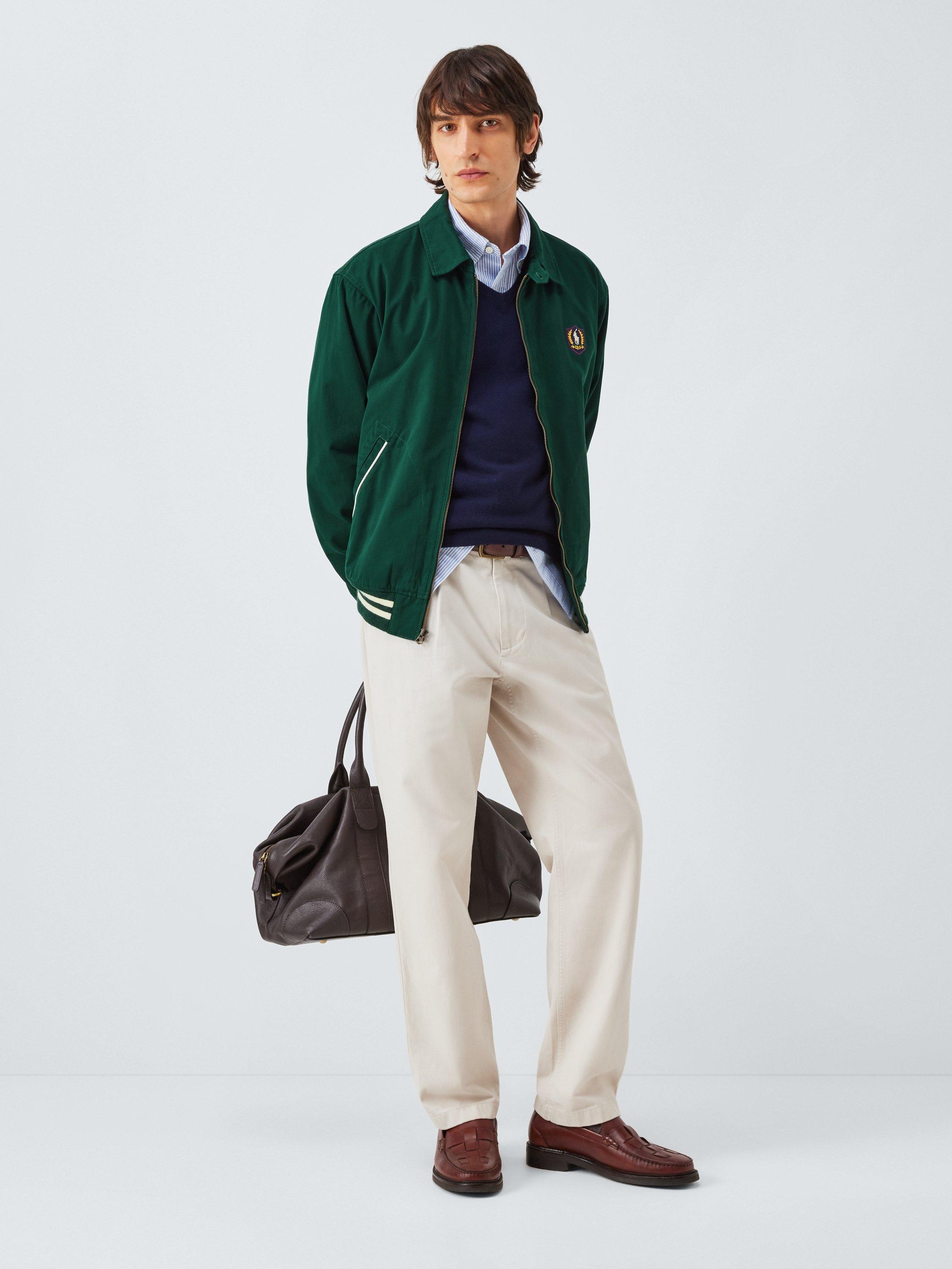 Product image 3 of 6, which shows Ralph Lauren Zip Front Cotton Track Jacket, Moss Agate, S