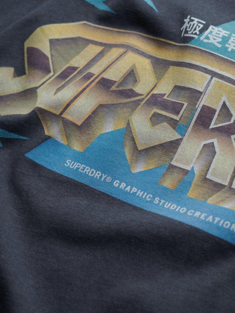 Product image 5 of 5, which shows Superdry Cotton Regular Fit Rock Band Logo Relaxed T-Shirt, Light Merch Black, S