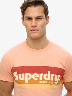 Superdry Terrain Logo Stripe Relaxed T-Shirt, Papaya Pink Slub - view 2, Papaya Pink Slub