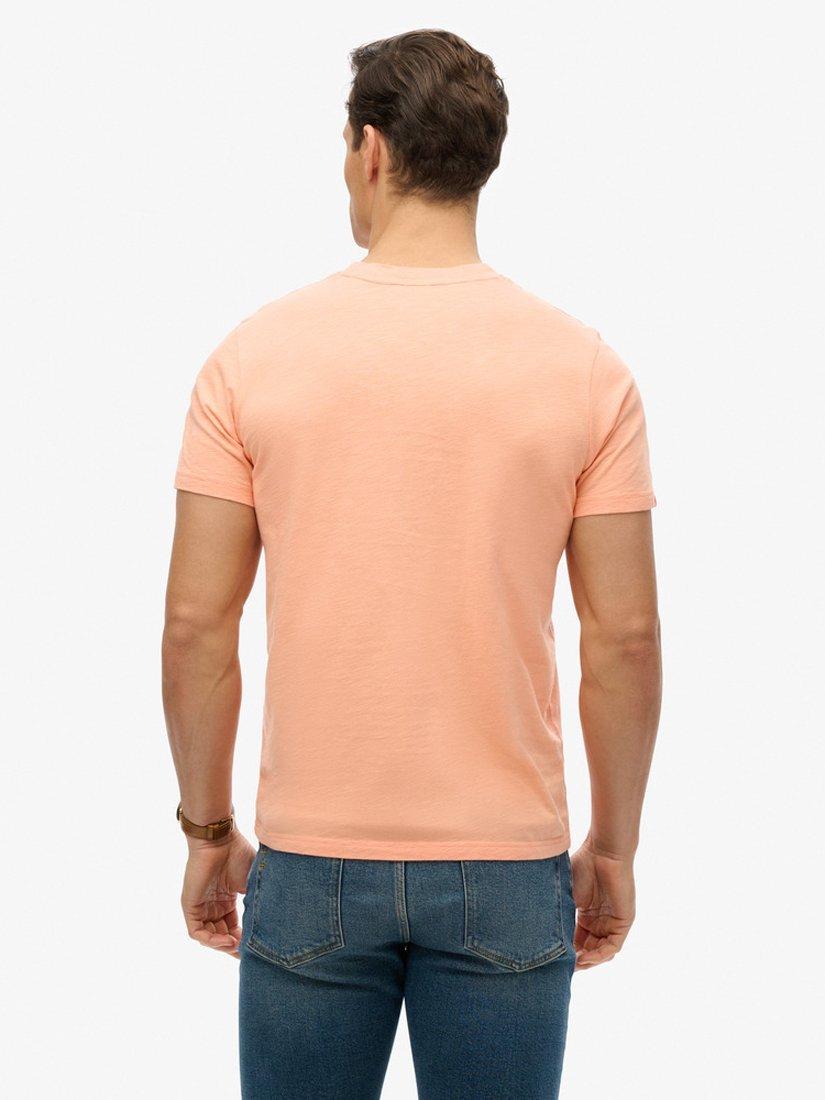 Product image 3 of 5, which shows Superdry Terrain Logo Stripe Relaxed T-Shirt, Papaya Pink Slub, S