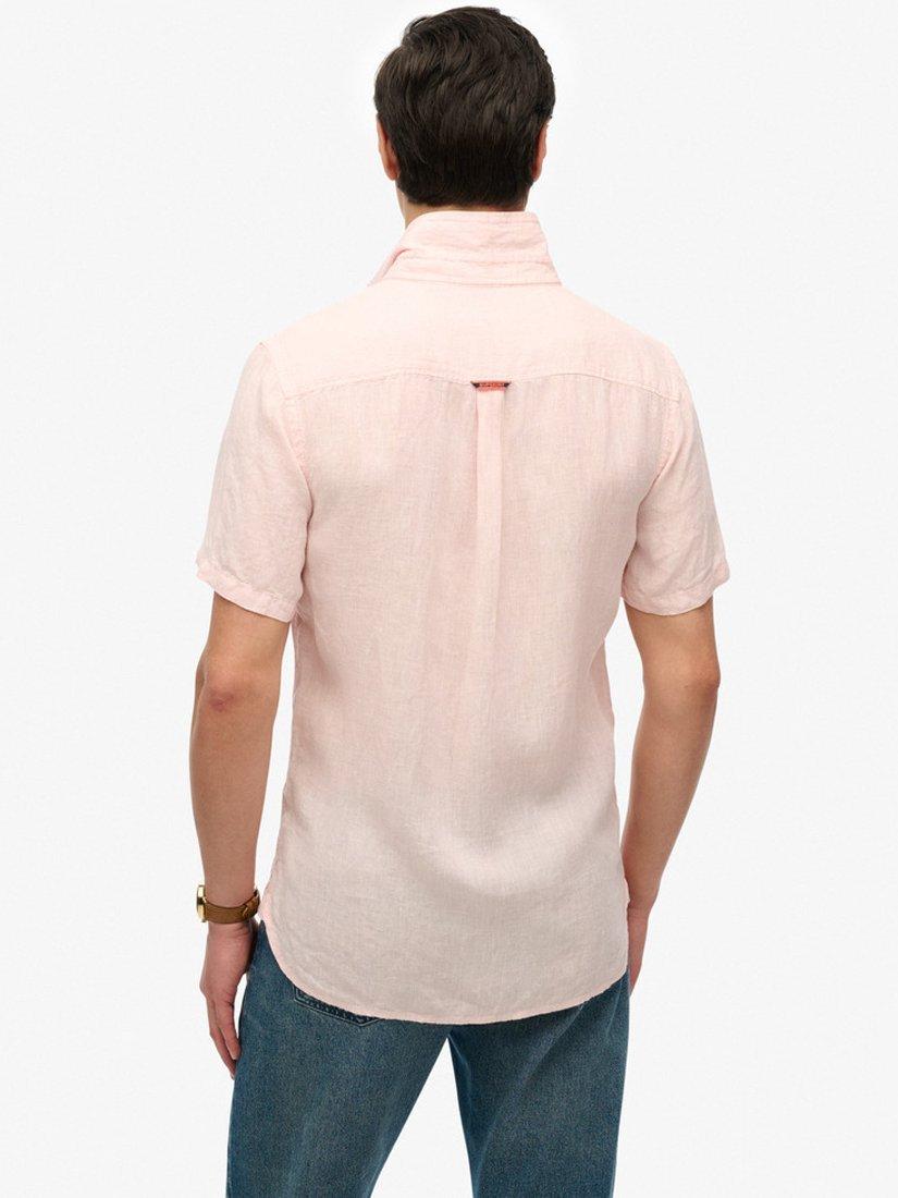 Product image 2 of 5, which shows Superdry Linen Regular Fit Shirt, Chalk Pink, S