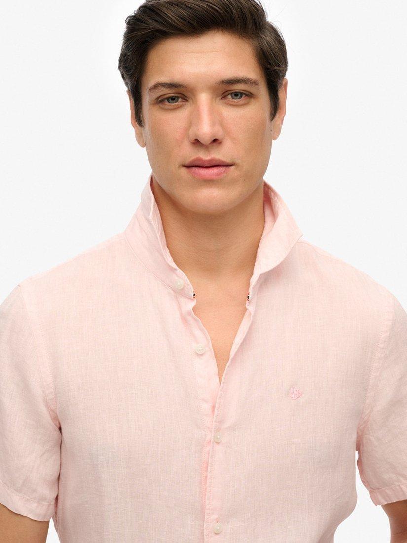 Product image 4 of 5, which shows Superdry Linen Regular Fit Shirt, Chalk Pink, S