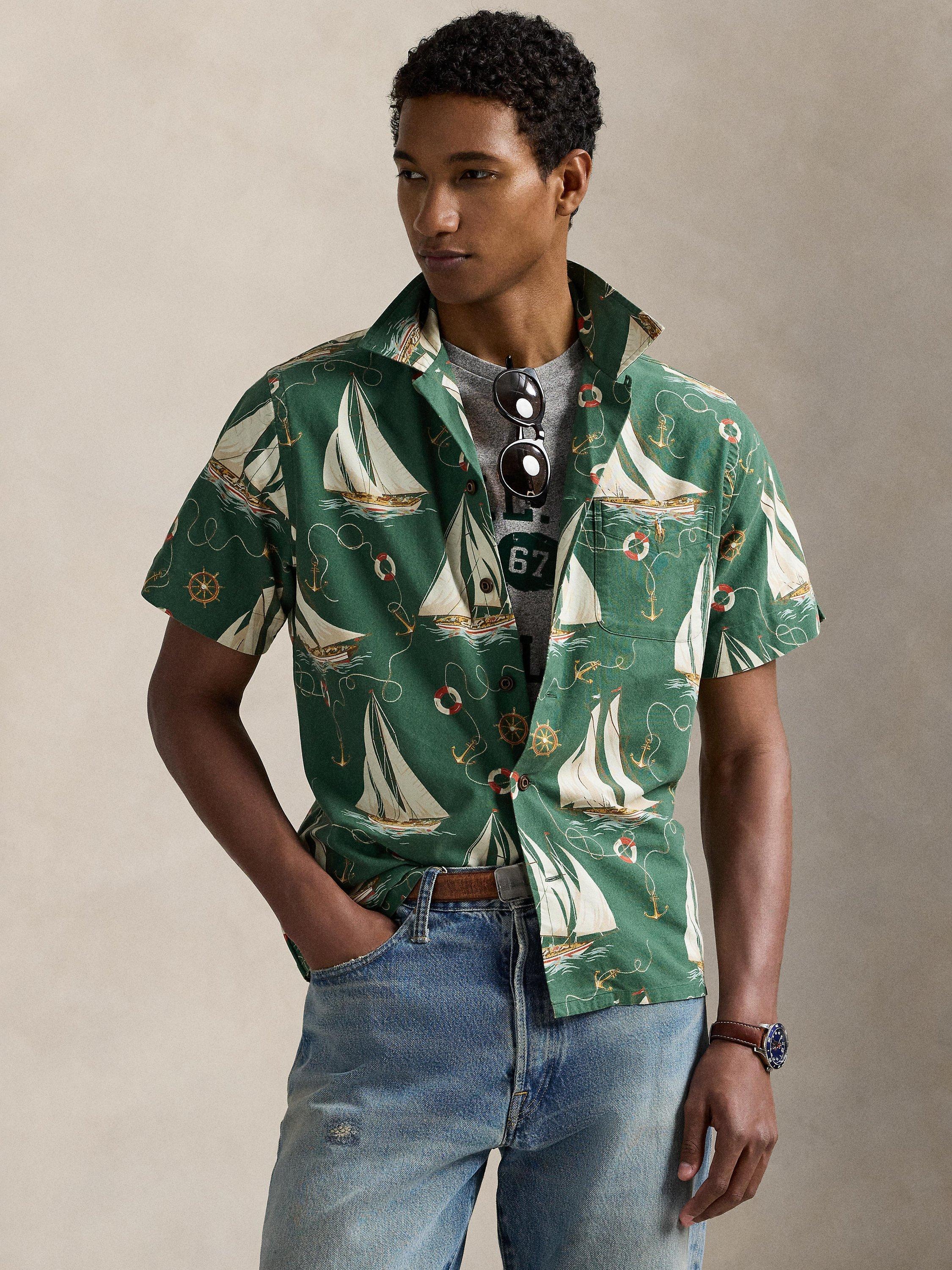 Product image 1 of 6, which shows Ralph Lauren Sailboat Oxford Shirt, Helms Anchors, S