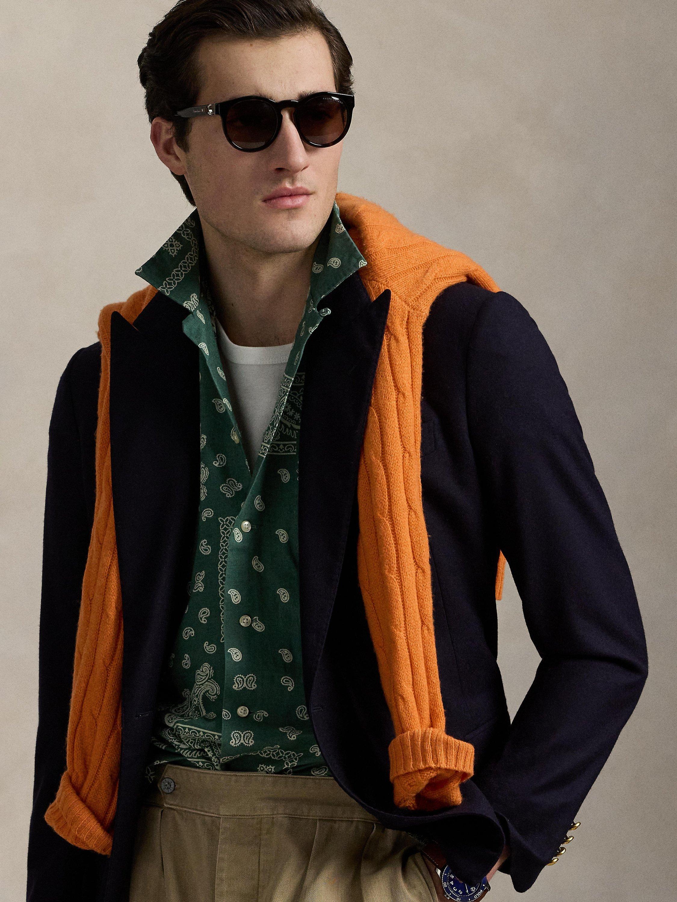 Product image 4 of 5, which shows Polo Ralph Lauren Linen Cotton Blend Regular Fit Bandanna Print Camp Collar Shirt, Pwork Bandana, S