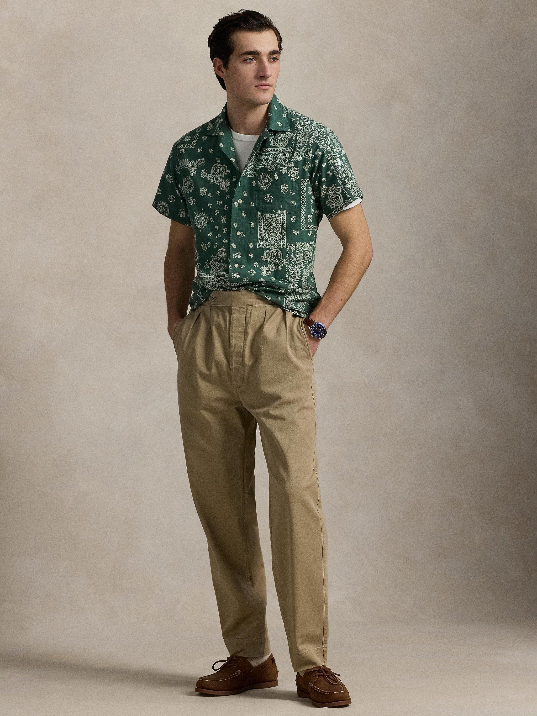 Product image 5 of 5, which shows Polo Ralph Lauren Linen Cotton Blend Regular Fit Bandanna Print Camp Collar Shirt, Pwork Bandana, S