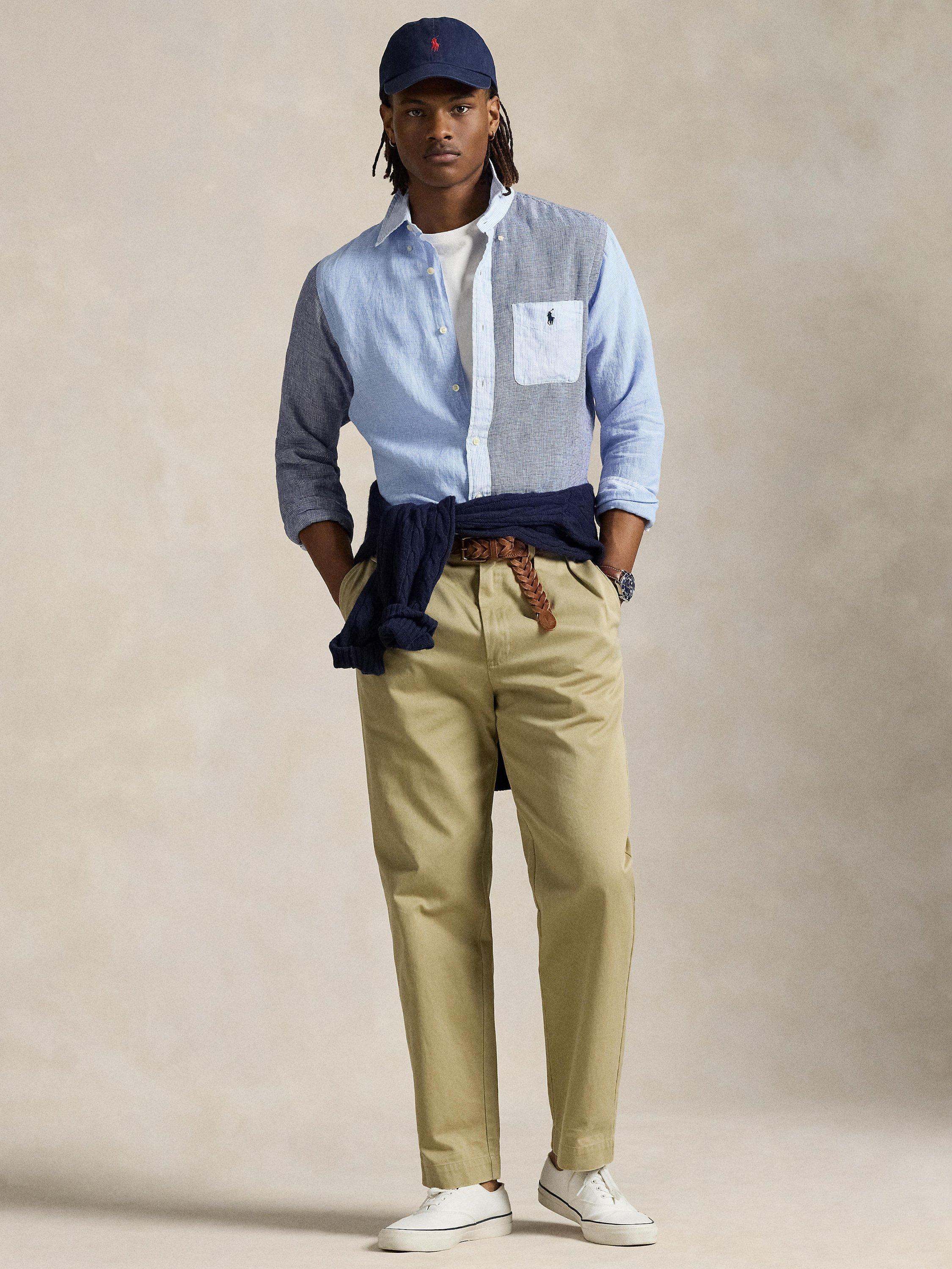 Product image 4 of 5, which shows Polo Ralph Lauren Linen Regular Fit Patch Block Shirt, 6816 Blue Fun Shirt, S